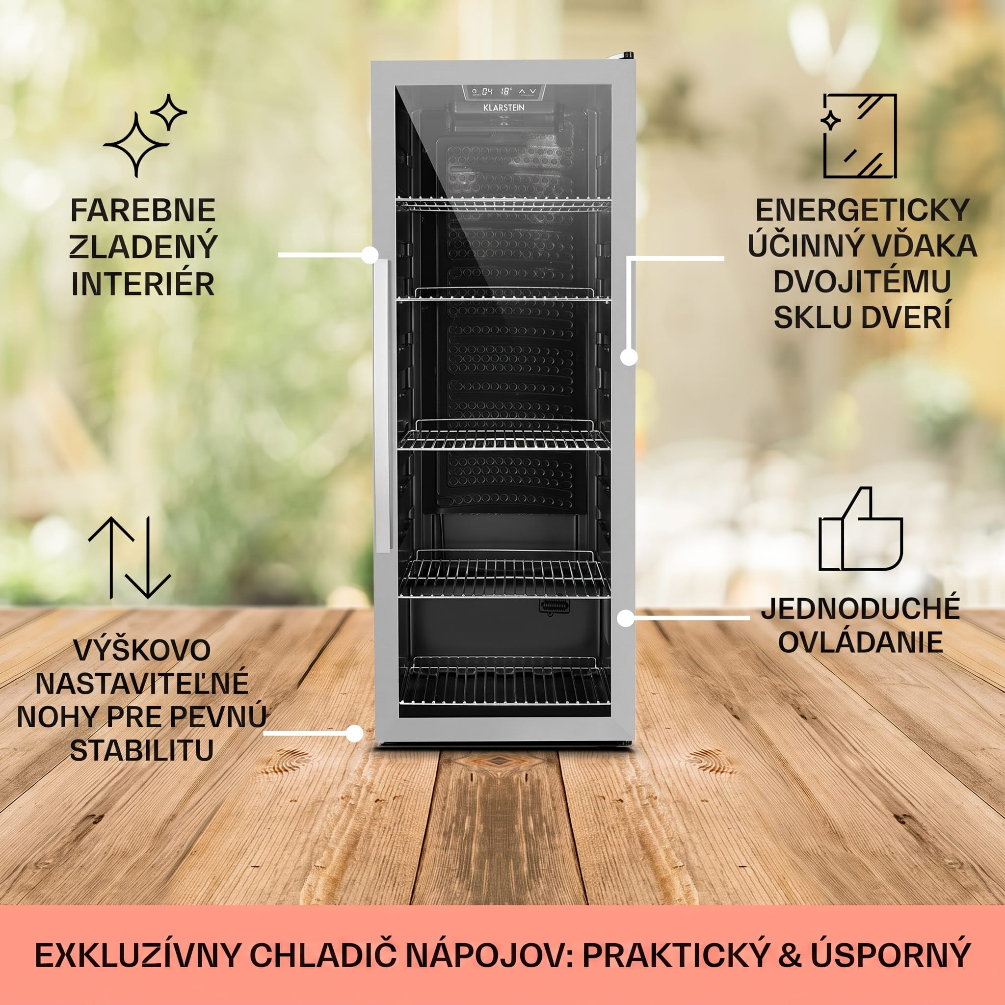 Klarstein Beersafe 6XL, chladnička na nápoje, 171 l, 0-10°C, sklo, energet. trieda G, nehrdzavejúca oceľ – Obrázok 3