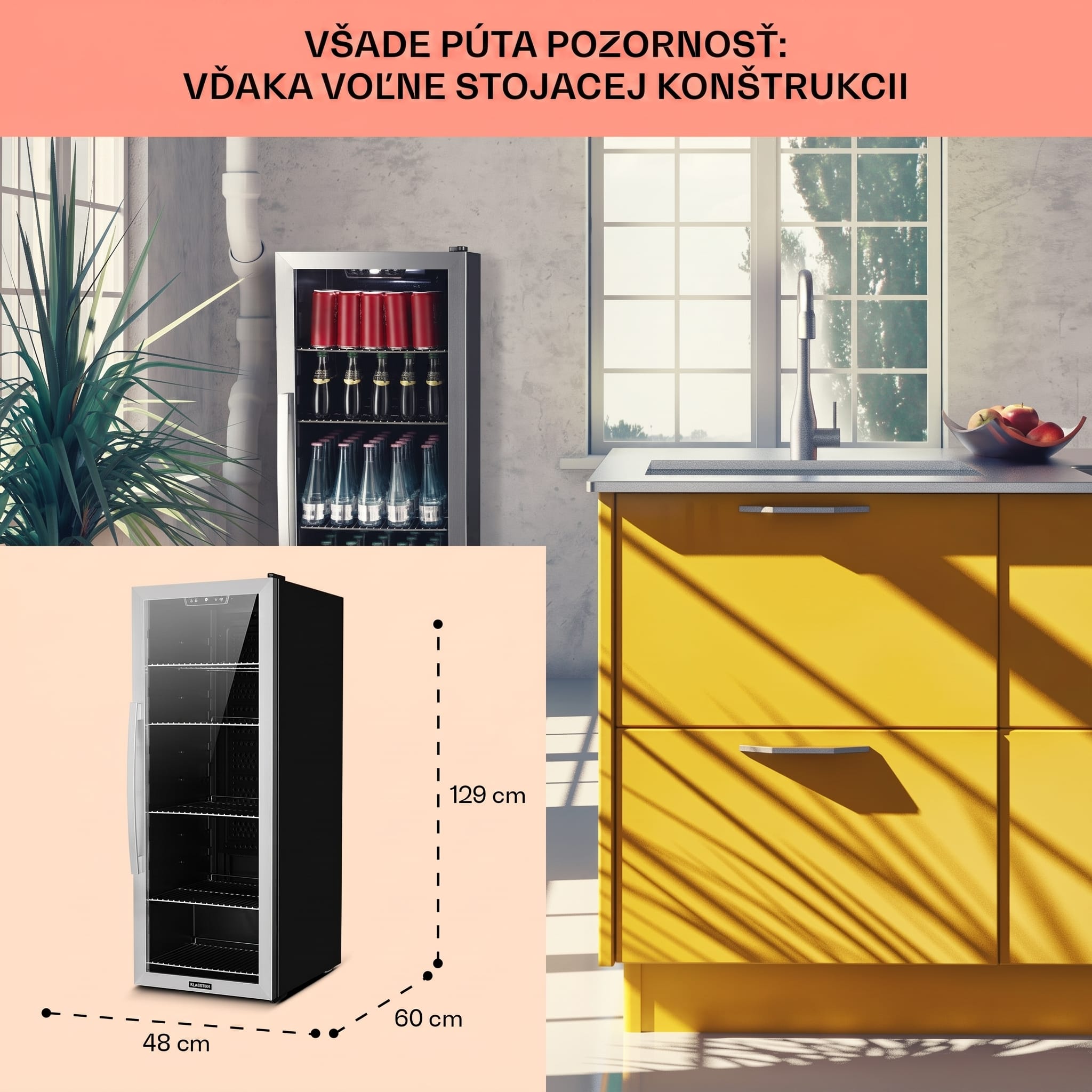Klarstein Beersafe 6XL, chladnička na nápoje, 171 l, 0-10°C, sklo, energet. trieda G, nehrdzavejúca oceľ – Obrázok 4