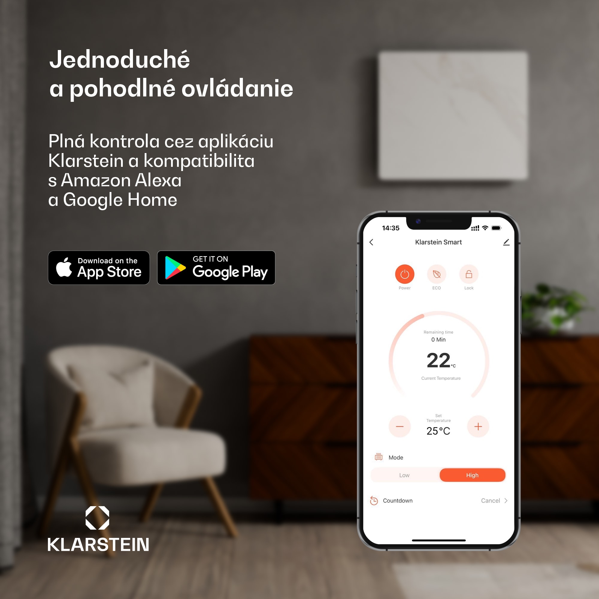 Klarstein Wonderwall 360 Smart, infračervený ohrievač, 60 x 60 cm, 360 W, týždenný časovač, IP24, biely – Obrázok 2