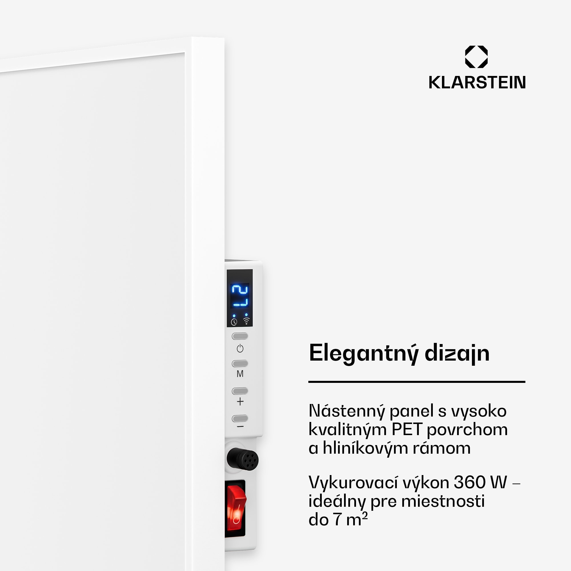 Klarstein Wonderwall 360 Smart, infračervený ohrievač, 60 x 60 cm, 360 W, týždenný časovač, IP24, biely – Obrázok 3