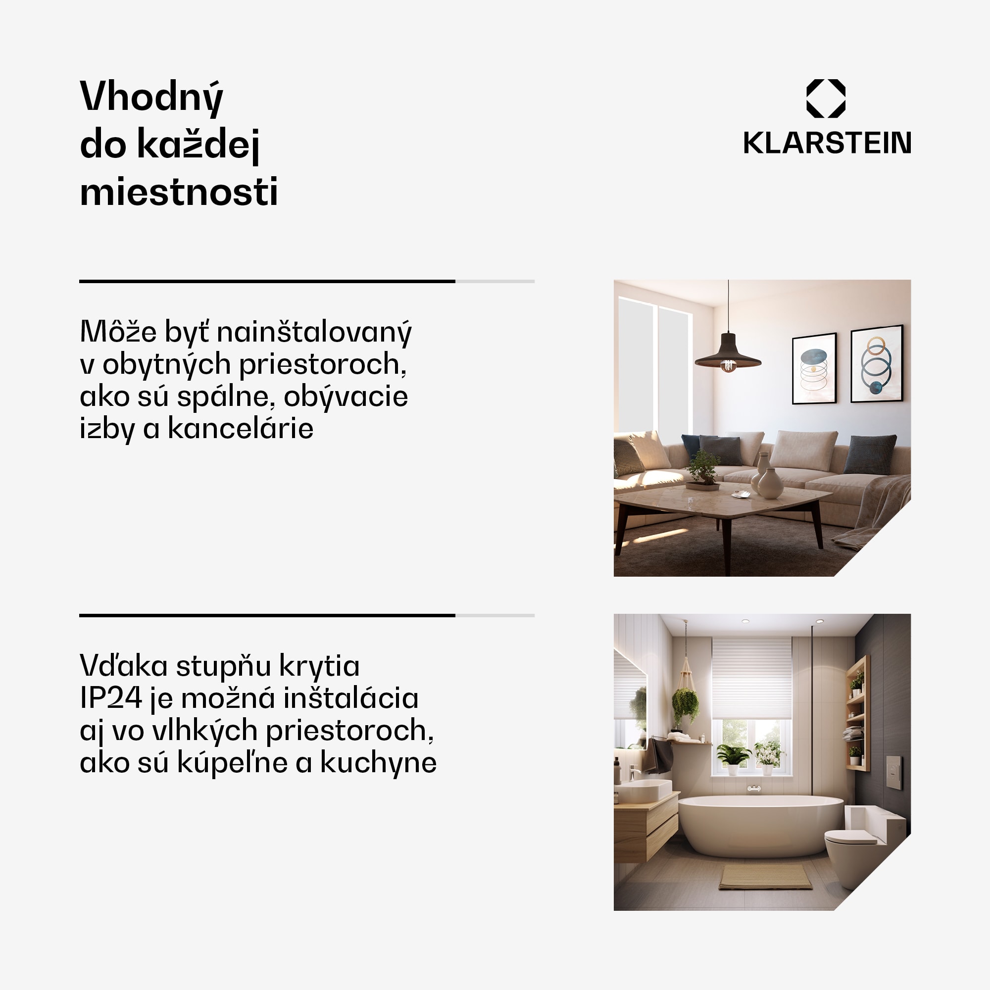 Klarstein Wonderwall 360 Smart, infračervený ohrievač, 60 x 60 cm, 360 W, týždenný časovač, IP24, biely – Obrázok 5
