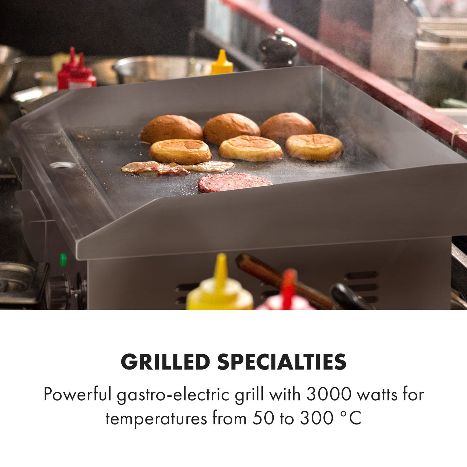 Klarstein Grillmeile 3000G, elektrický gril, 3000 W, grilovacia platňa 54,5 x 35 cm, hladký – Obrázok 2