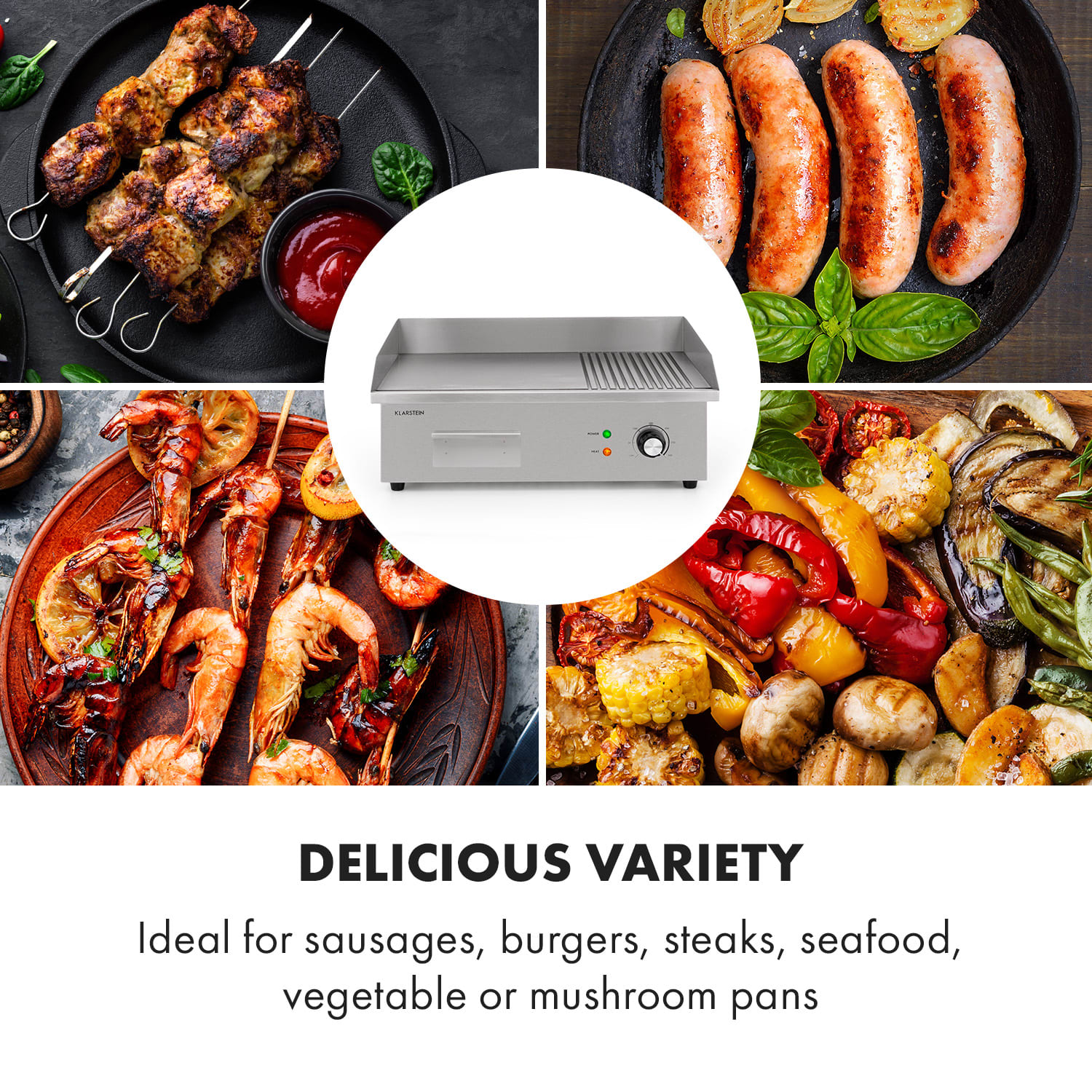 Klarstein Grillmeile 3000GR, elektrický gril, 3000 W, grilovacia platňa 54,5 x 35 cm, hladký/rebrovaný – Obrázok 5