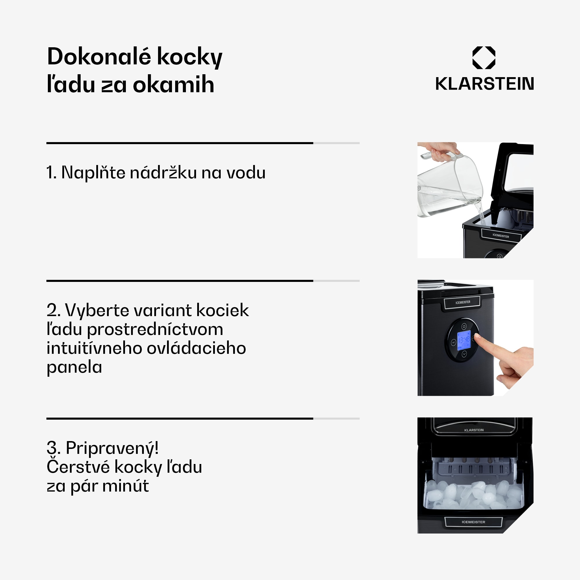 Klarstein Icemeister 2G, výrobník ľadu, 12 kg/24 h, LCD displej, nehrdzavejúca oceľ – Obrázok 5