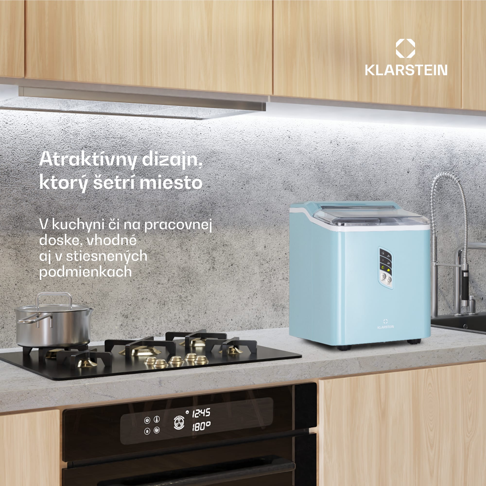 Klarstein Albaron, výrobník ľadu, tvar náboja, 12 kg/24 h, nádrž 1,5 l, displej – Obrázok 3