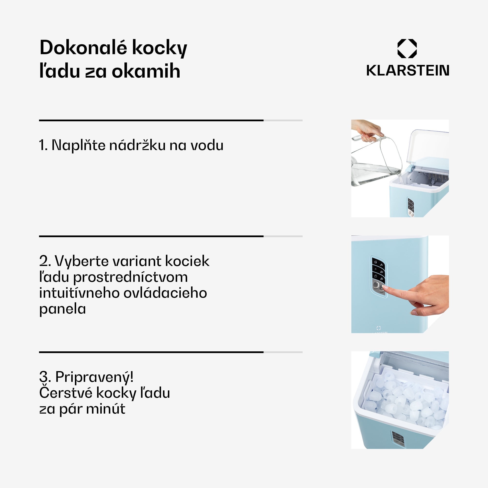 Klarstein Albaron, výrobník ľadu, tvar náboja, 12 kg/24 h, nádrž 1,5 l, displej – Obrázok 5