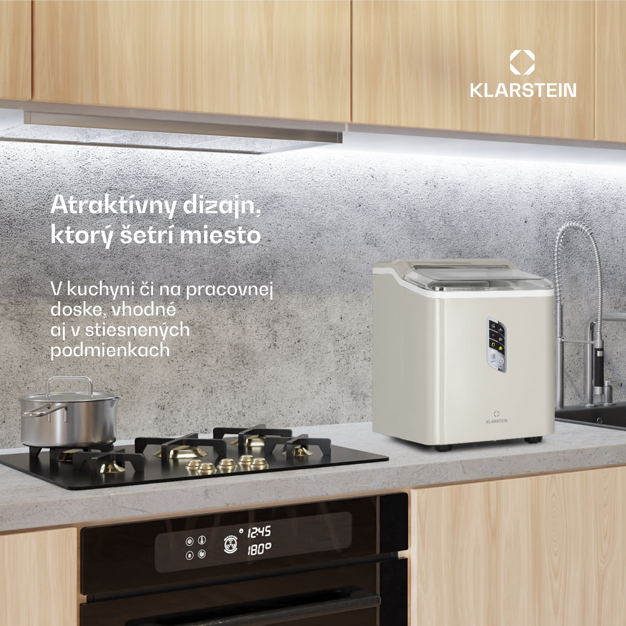 Klarstein Albaron, výrobník ľadu, tvar náboja, 12 kg/24 h, nádrž 1,5 l, displej – Obrázok 3