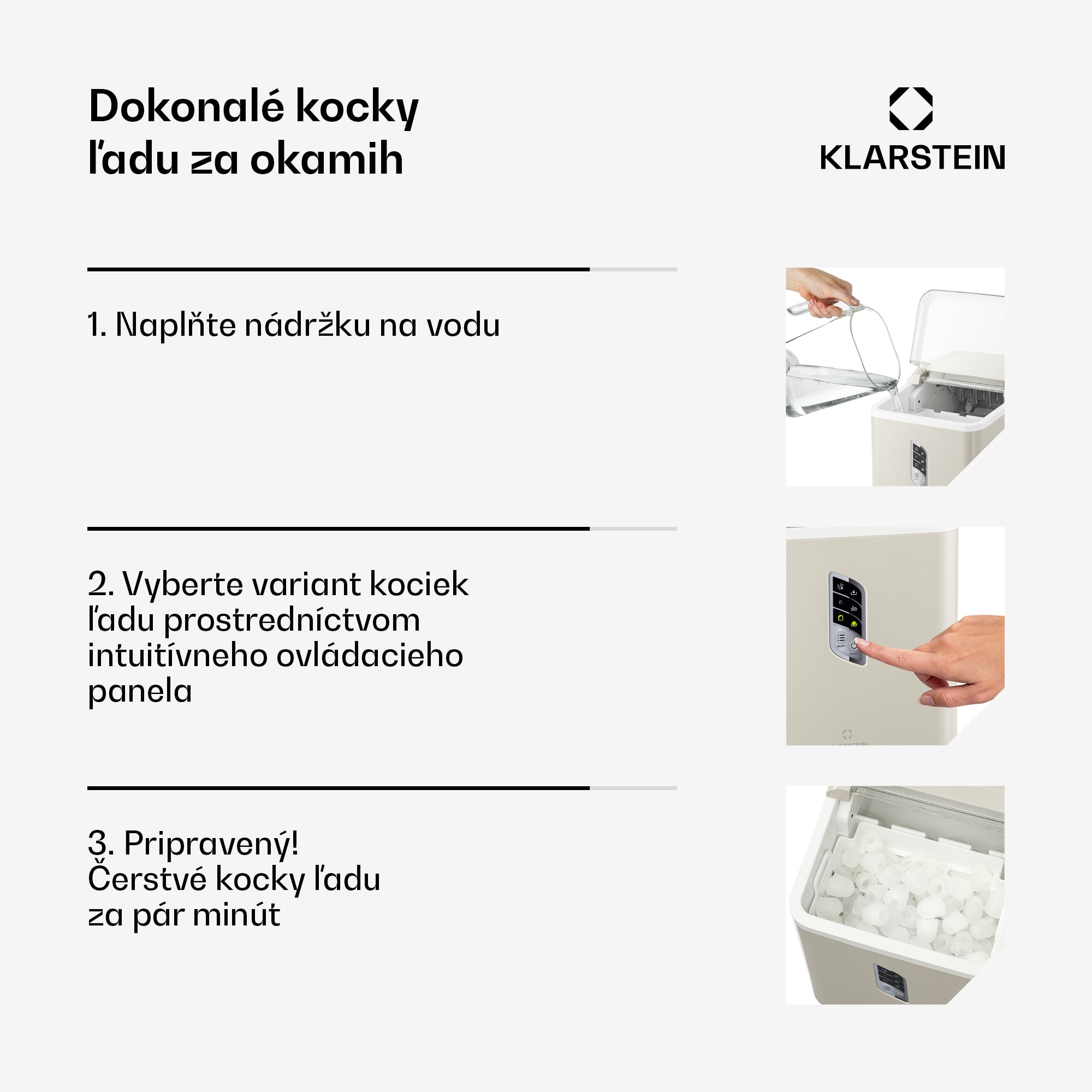 Klarstein Albaron, výrobník ľadu, tvar náboja, 12 kg/24 h, nádrž 1,5 l, displej – Obrázok 5