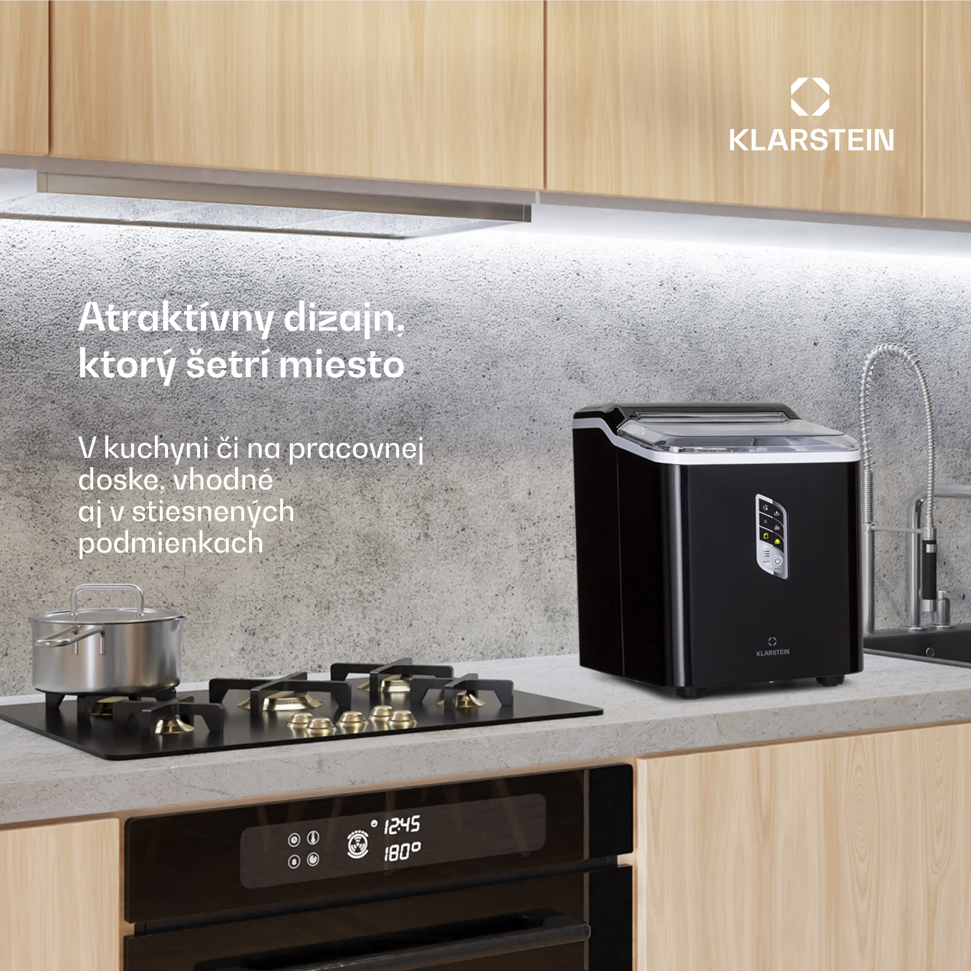 Klarstein Albaron, výrobník ľadu, tvar náboja, 12 kg/24 h, nádrž 1,5 l, displej – Obrázok 3