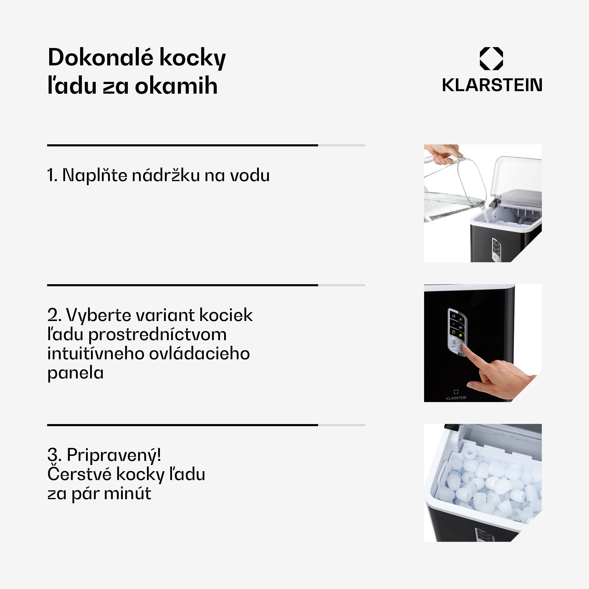 Klarstein Albaron, výrobník ľadu, tvar náboja, 12 kg/24 h, nádrž 1,5 l, displej – Obrázok 5