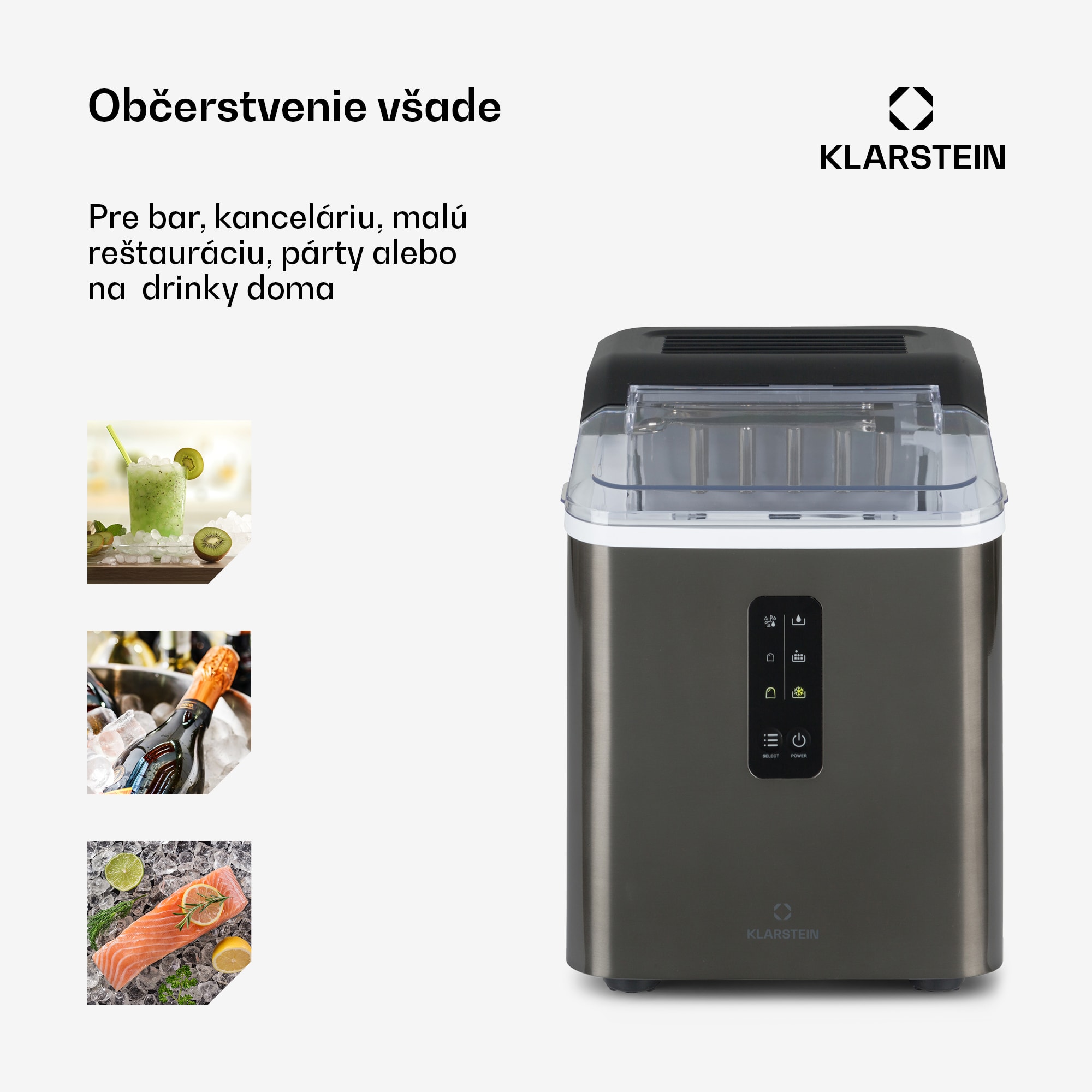 Klarstein Albaron Supreme, výrobník ľadu, tvar náboja, 12 kg/24 h, nádrž 1,5 l, nehrdzavejúca oceľ – Obrázok 4