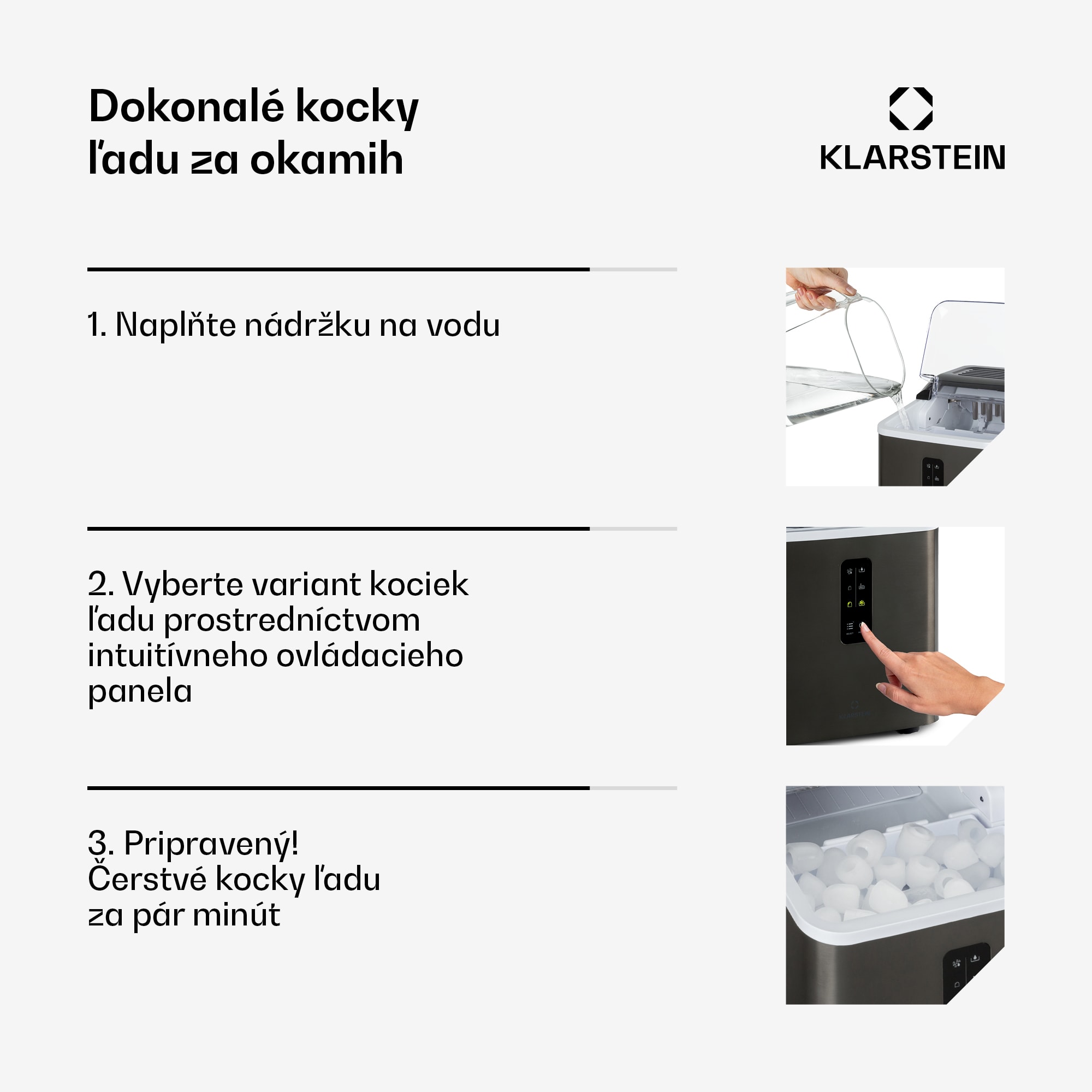 Klarstein Albaron Supreme, výrobník ľadu, tvar náboja, 12 kg/24 h, nádrž 1,5 l, nehrdzavejúca oceľ – Obrázok 5