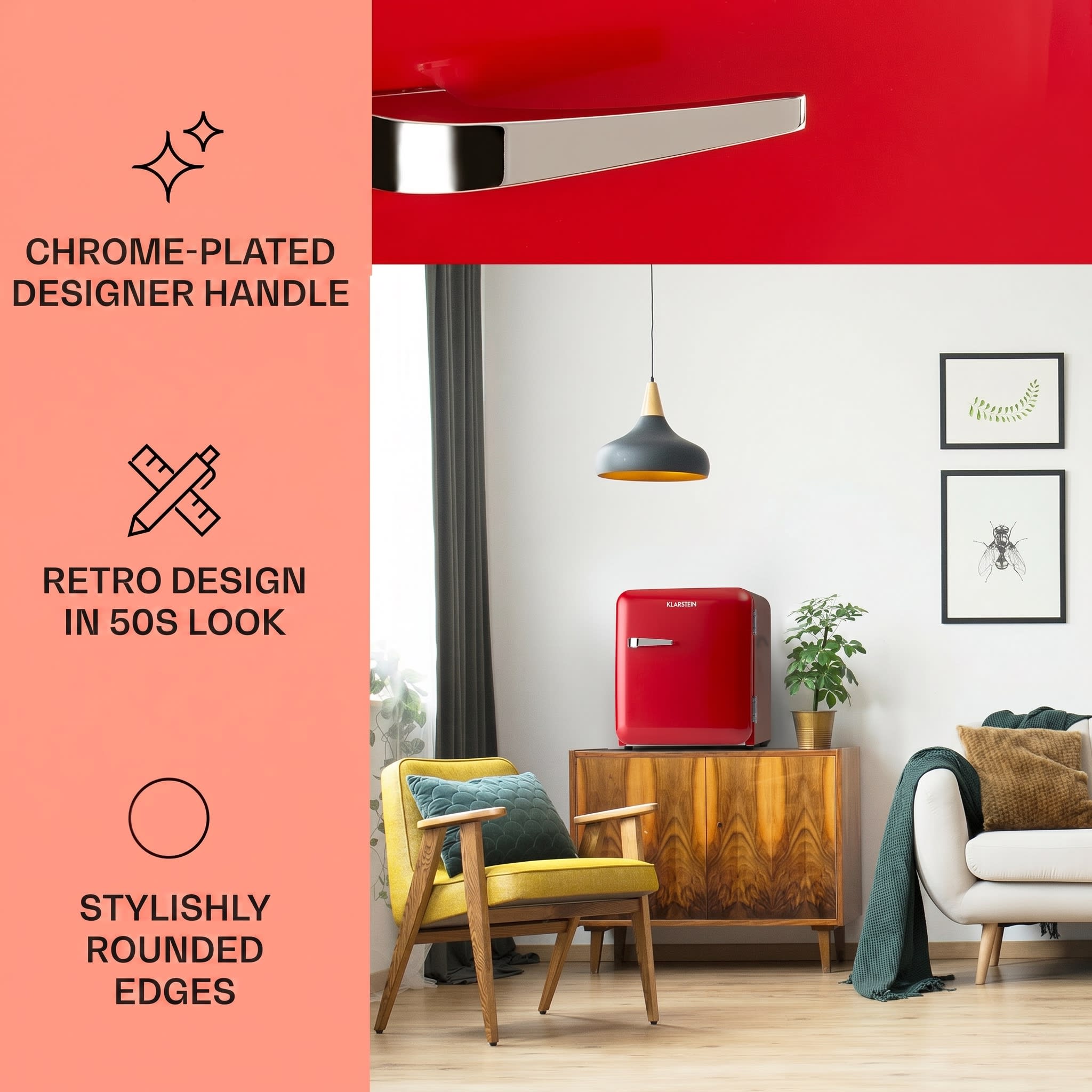 Klarstein Audrey Mini, retro chladnička, 48 l, 2 úrovne, energet. trieda F – Obrázok 3