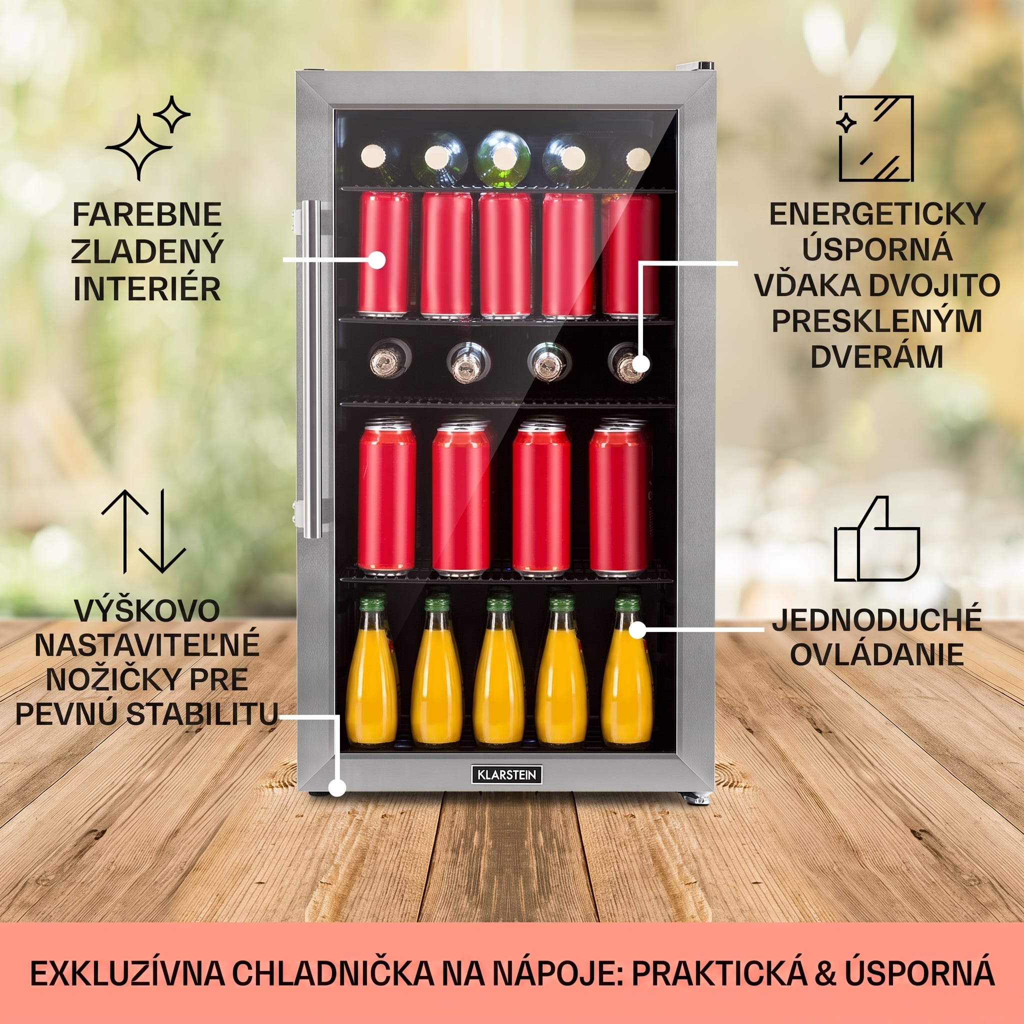 Klarstein Beersafe 3XL, chladnička, 98 l, 4 zásuvné police, 7 úrovní, čierna – Obrázok 5