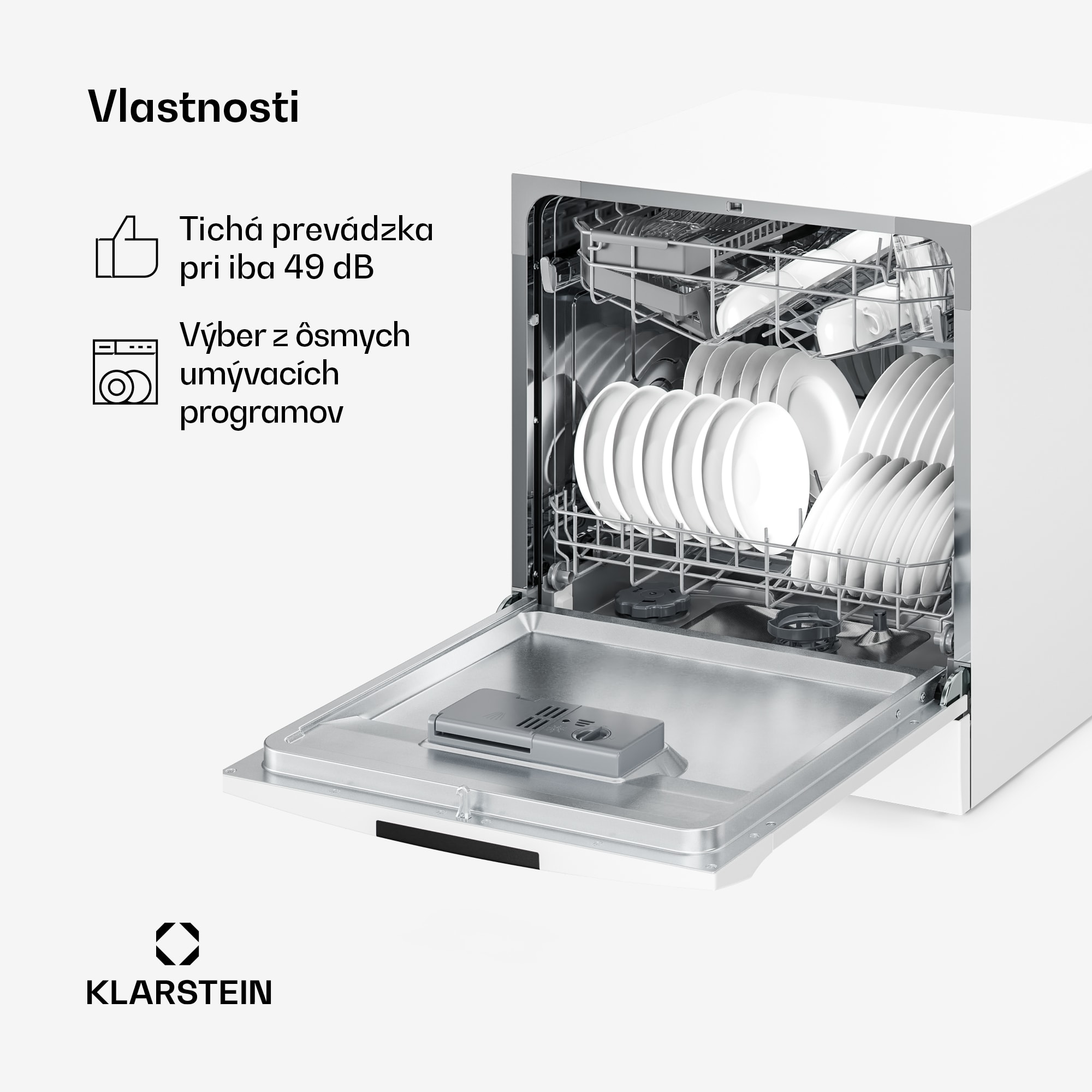 Klarstein Amazonia vstavaná umývačka riadu | 8 programov | Technológia Aqua-Stop | 1620 W | 55 cm – Obrázok 2
