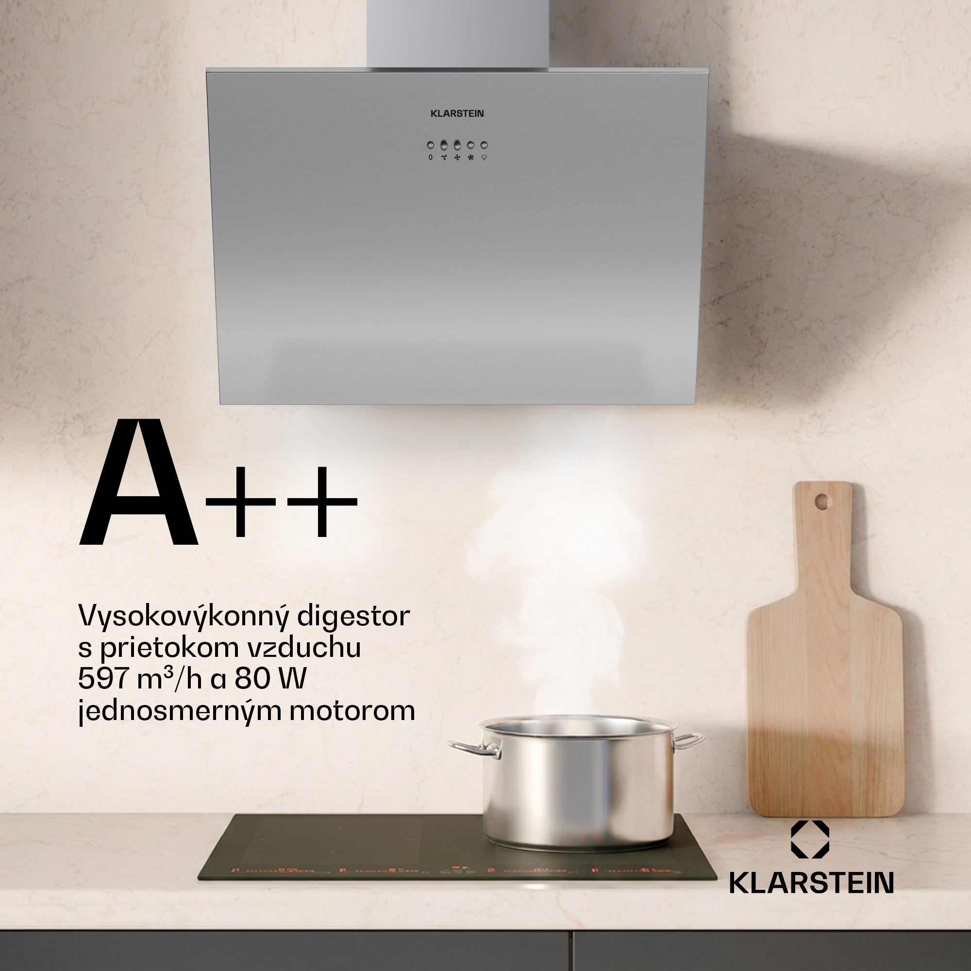 Klarstein Silver Lining šikmý digestor | Režimy odsávania a recirkulácie | Vysokokvalitný dizajn | 597 m³/h | 60 cm – Obrázok 4