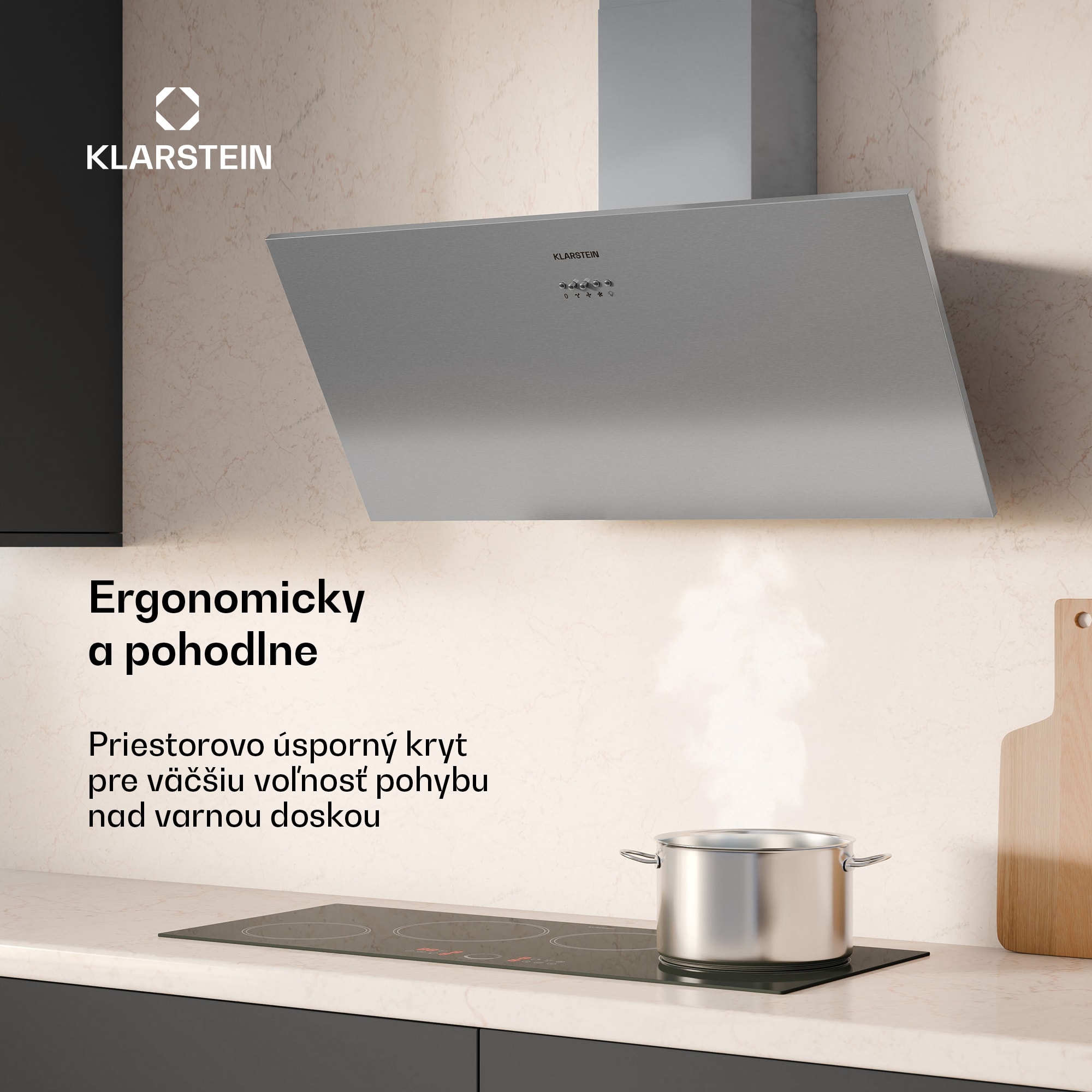 Klarstein Silver Lining šikmý digestor | Režimy odsávania a recirkulácie | Vysokokvalitný dizajn | 597 m³/h | 90 cm – Obrázok 2