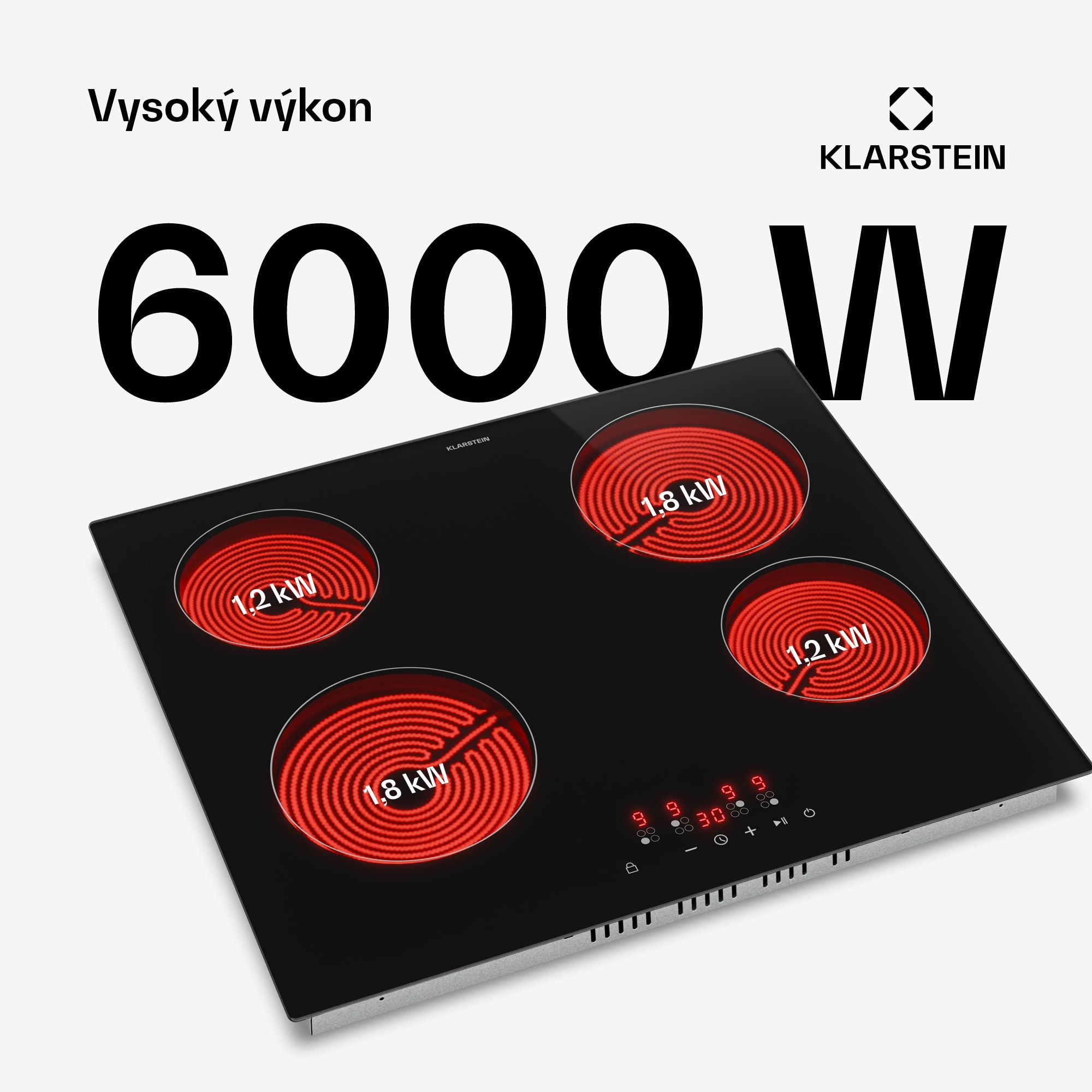 Klarstein Hito sklokeramická varná doska | 4 varné zóny | 6000 W | 9 úrovní výkonu | 60 cm – Obrázok 3