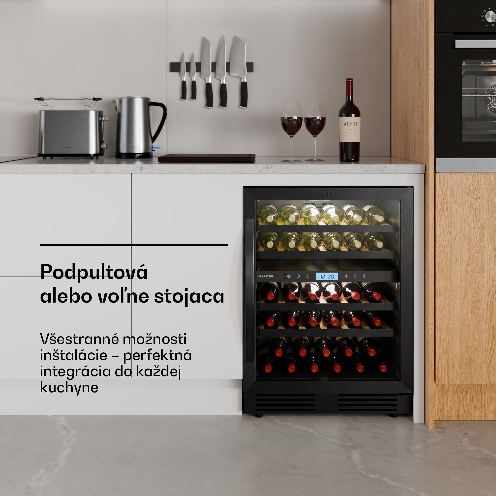 Klarstein VeroSteel podpultová chladnička na víno | 2-zónová | 129 litrov | 43 fliaš | 60 cm – Obrázok 3