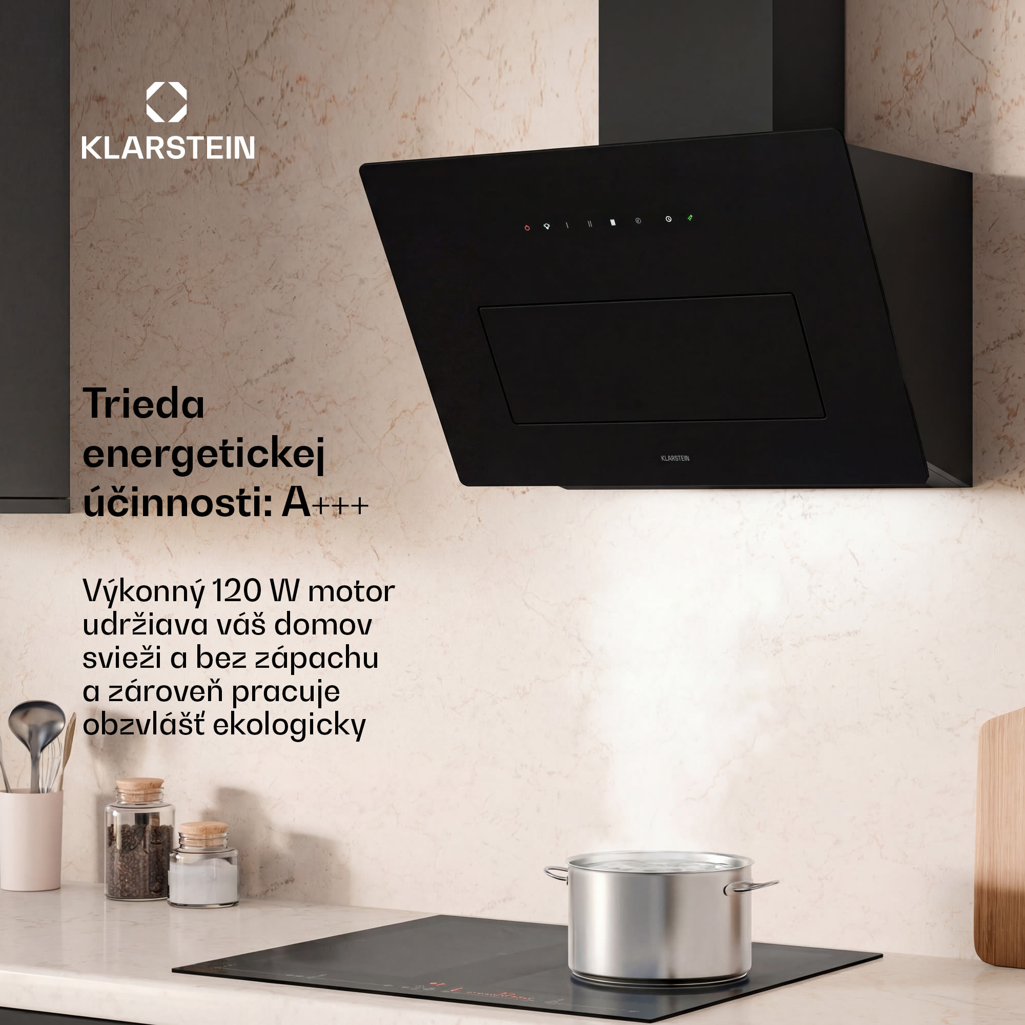 Klarstein SleekAir odsávač bez stropu | odťah a recirkulácia | elegantný dizajn | 720 m³/h | 60 cm – Obrázok 2