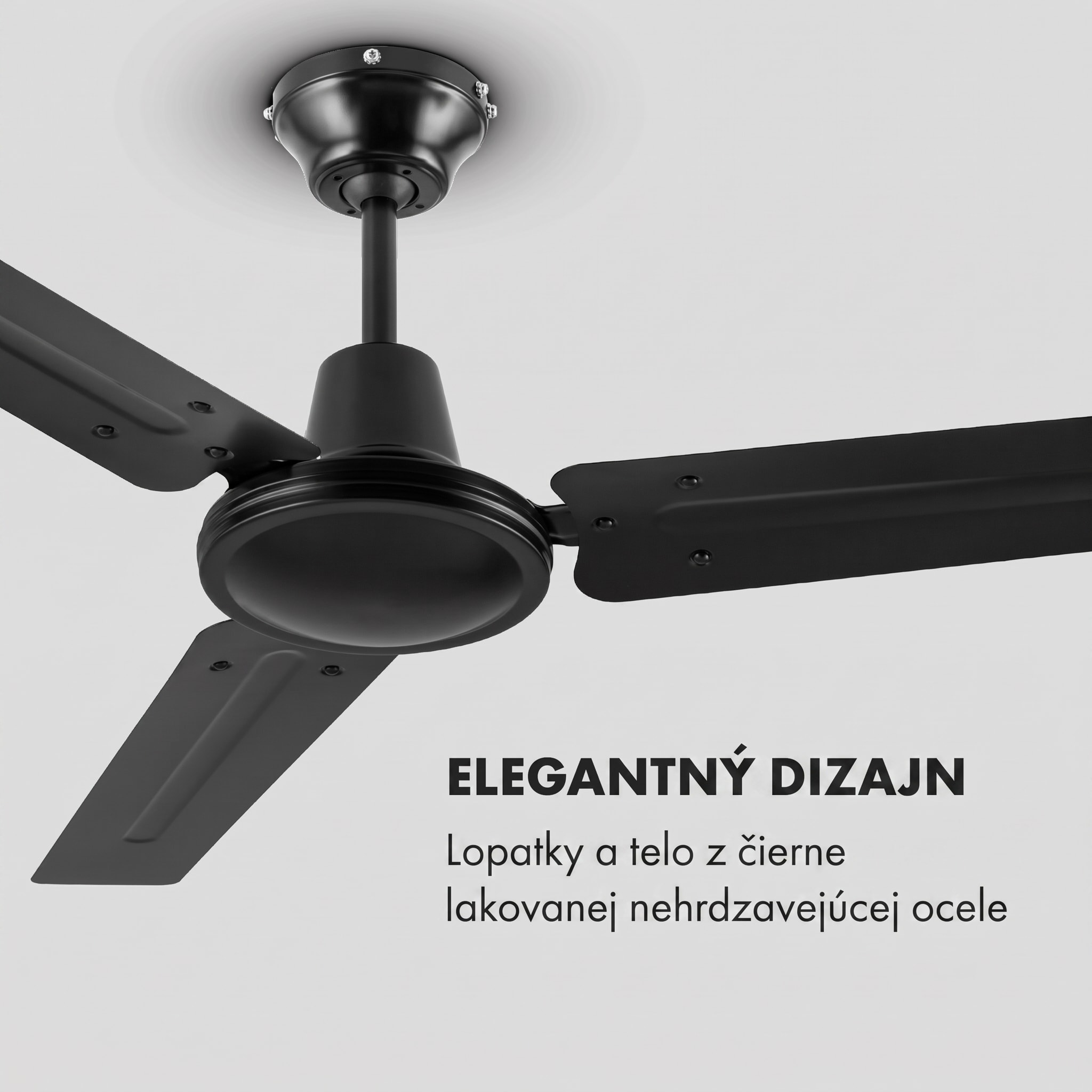 Klarstein Spin Doctor, stropný ventilátor, 55 W, 122 cm, 3 ramená, nehrdzavejúca oceľ, čierny – Obrázok 5