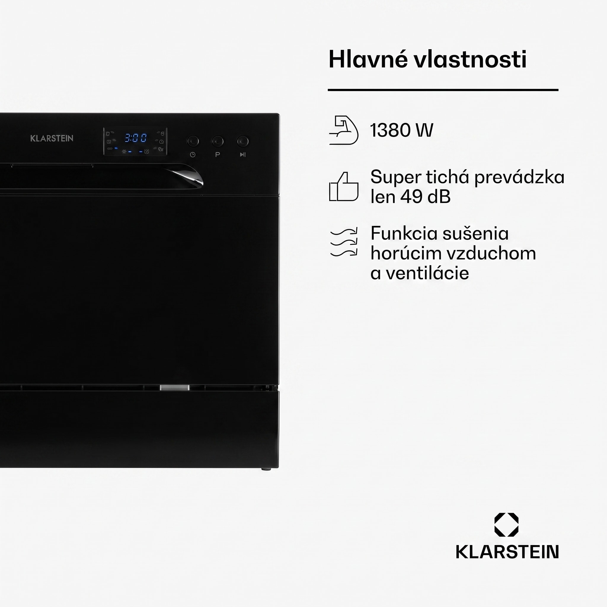 Klarstein Amazonia 6, umývačka riadu, 1380 W, na 6 súprav riadu, energet. trieda F, 49 dB, tlačidlové ovládanie – Obrázok 2