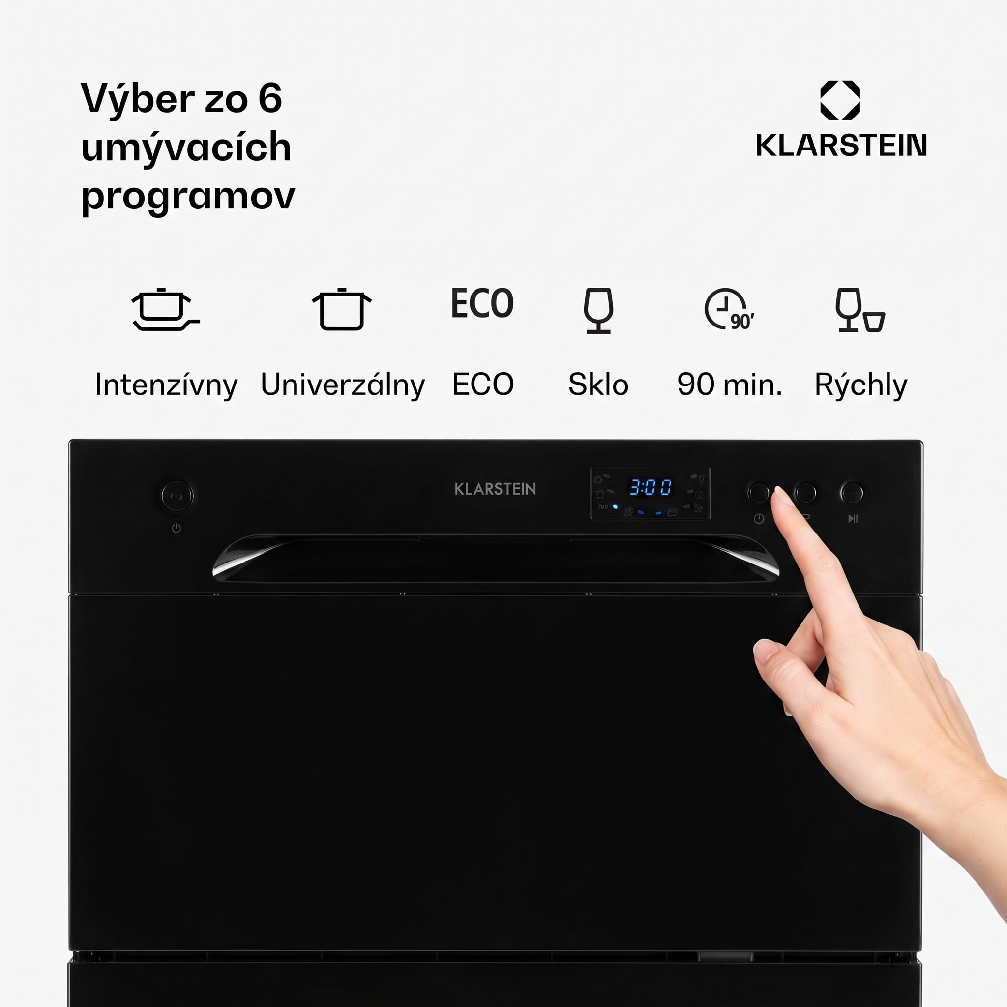 Klarstein Amazonia 6, umývačka riadu, 1380 W, na 6 súprav riadu, energet. trieda F, 49 dB, tlačidlové ovládanie – Obrázok 3