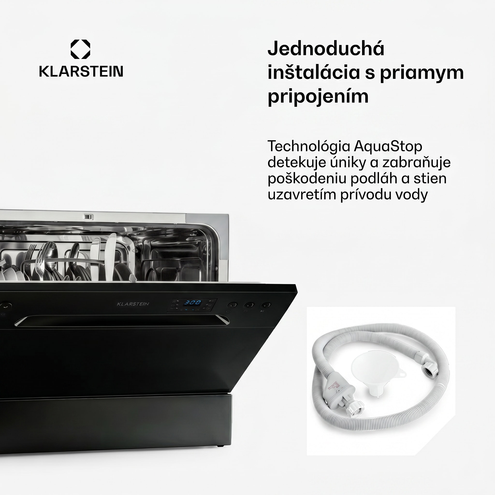 Klarstein Amazonia 6, umývačka riadu, 1380 W, na 6 súprav riadu, energet. trieda F, 49 dB, tlačidlové ovládanie – Obrázok 4