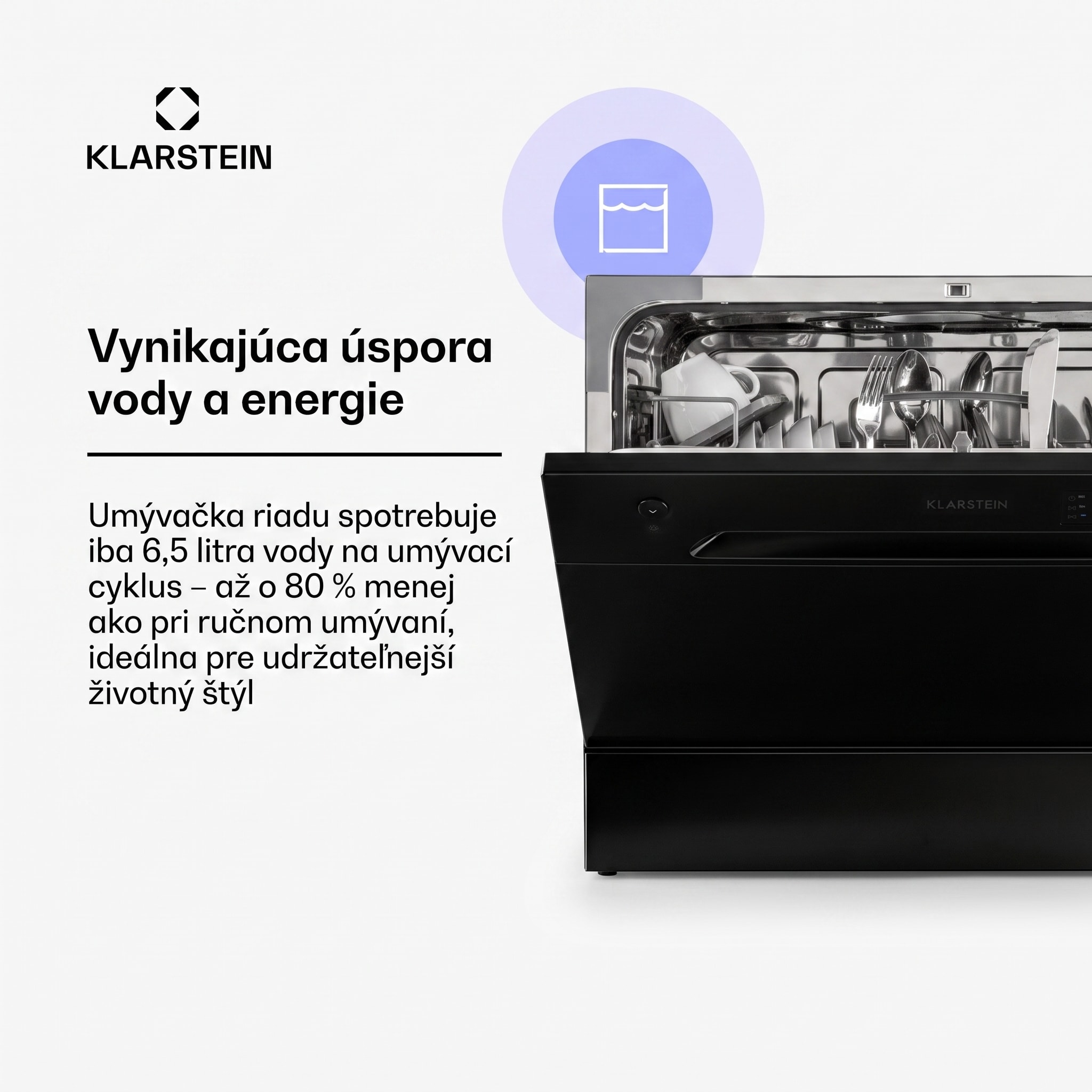 Klarstein Amazonia 6, umývačka riadu, 1380 W, na 6 súprav riadu, energet. trieda F, 49 dB, tlačidlové ovládanie – Obrázok 5