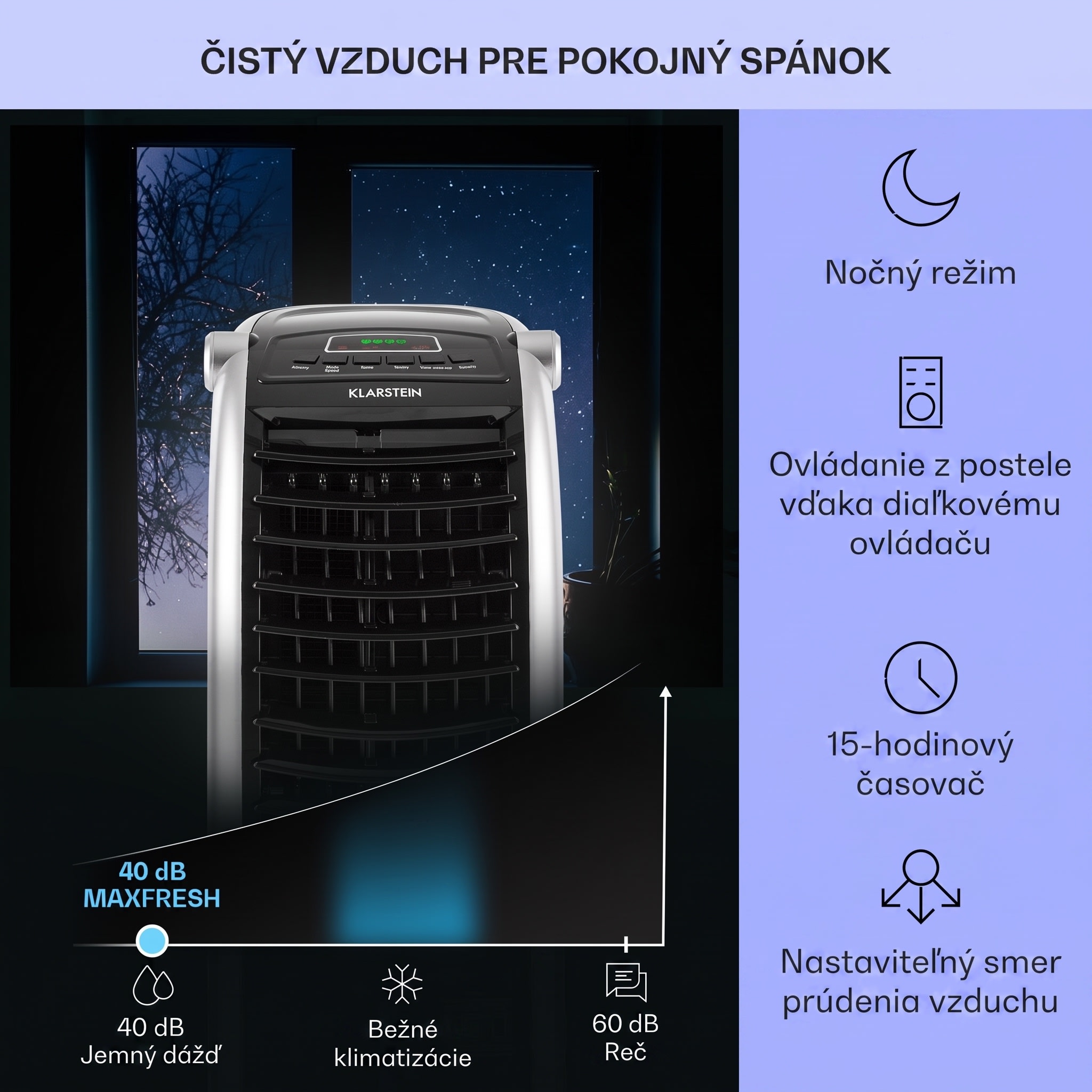 Klarstein Maxfresh, 4 v 1 ochladzovač vzduchu, ventilátor, 65 W, 6 l, diaľkový ovládač, 2 x chladiaci box – Obrázok 4