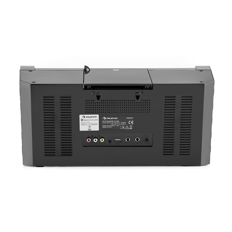 Auna DiscoFever Bluetooth karaoke zariadenie LED 7'' TFT displej CD USB – Obrázok 3