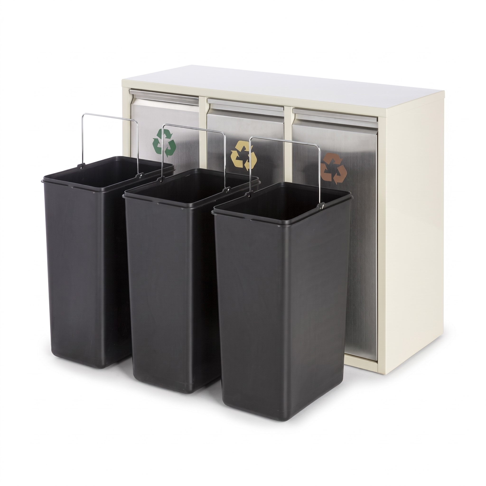 Klarstein Ordnungshütter 3, 45 l, krémovo-béžová, box na triedený odpad, 3 x 15 l – Obrázok 3
