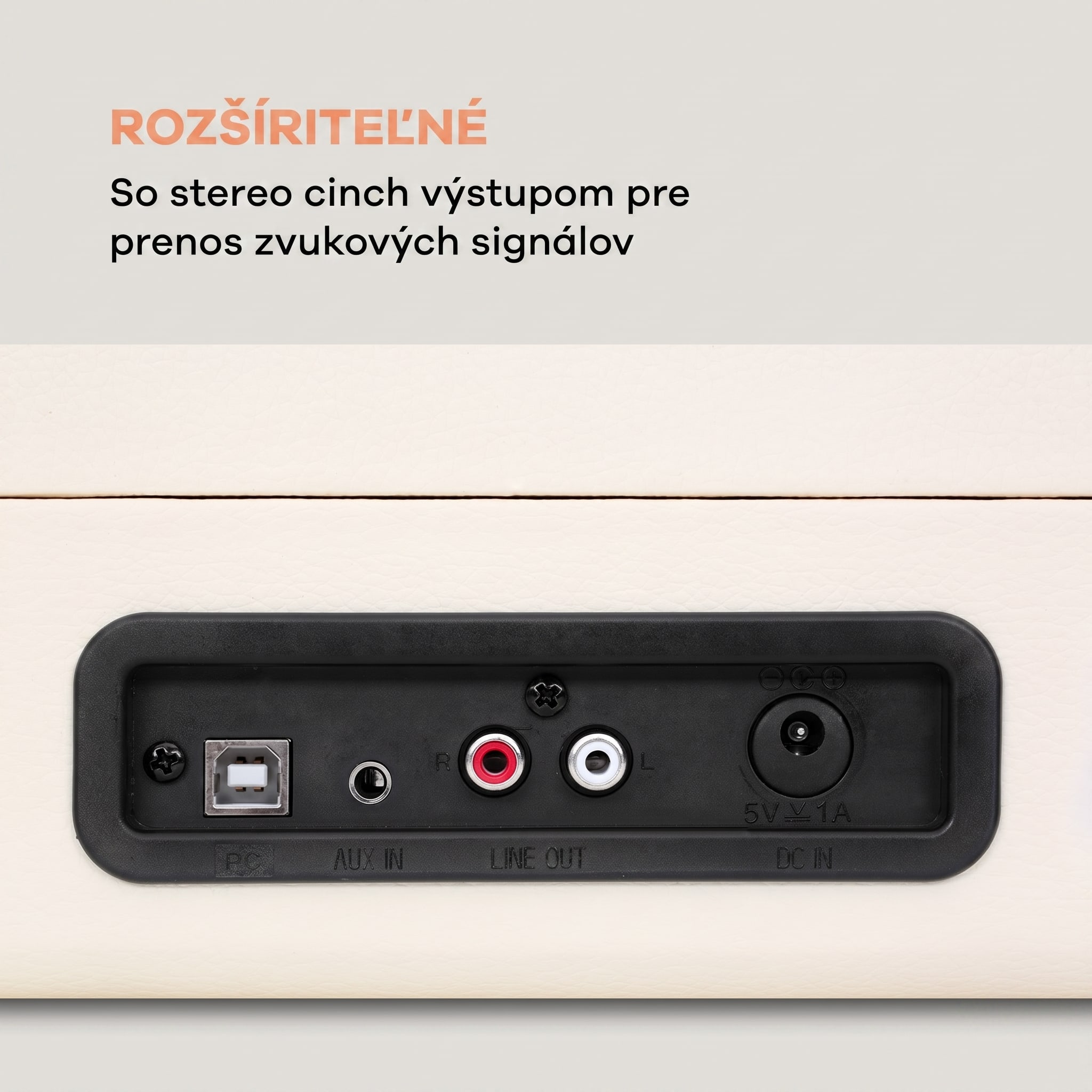 Auna Nostalgy by Peggy Sue retro gramofón platne USB AUX krémová/vzhľad mosadze – Obrázok 3