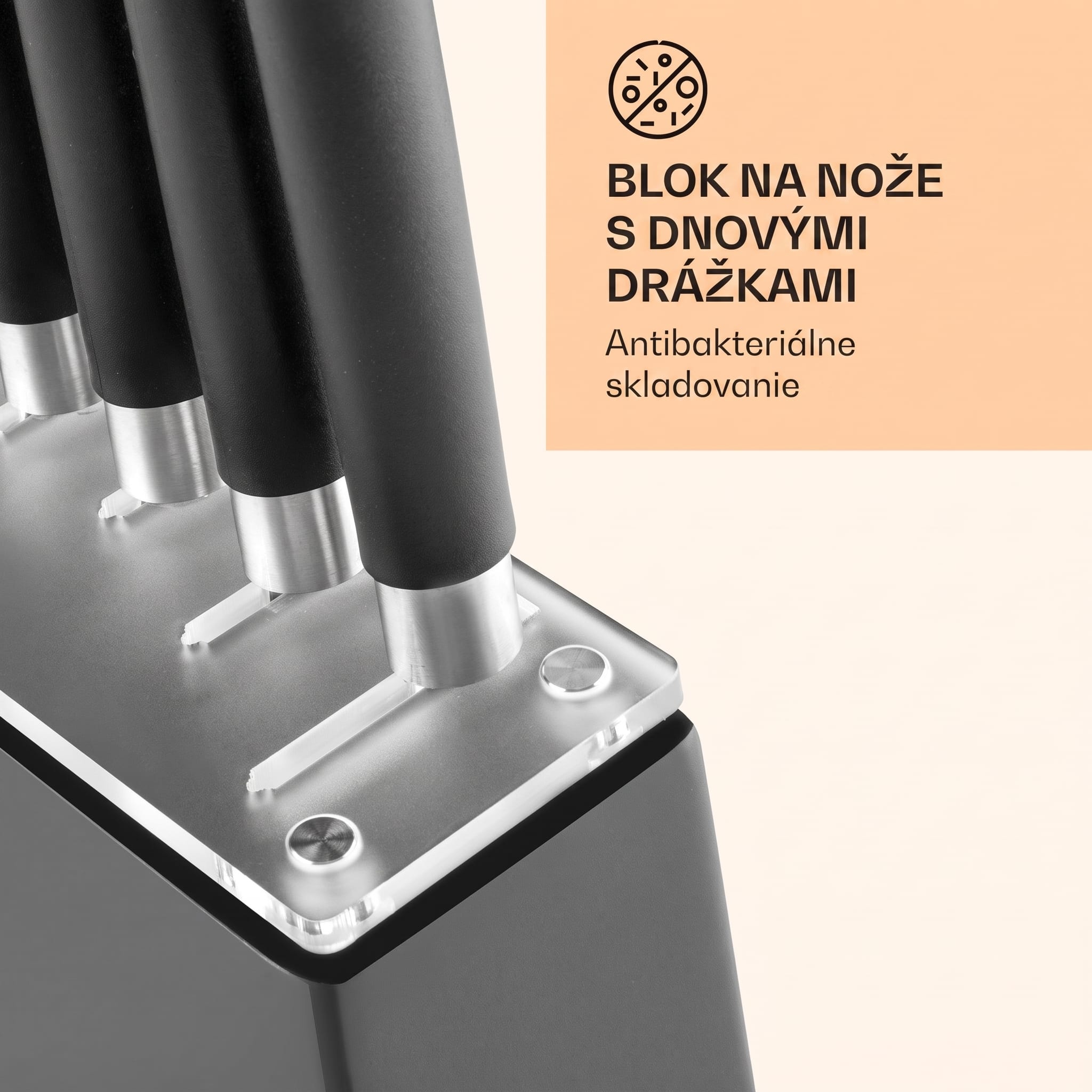 Klarstein Kitano, sada nožov s blokom, 8-dielna, 7 nožov, oceľ, luxusný drevený blok – Obrázok 5