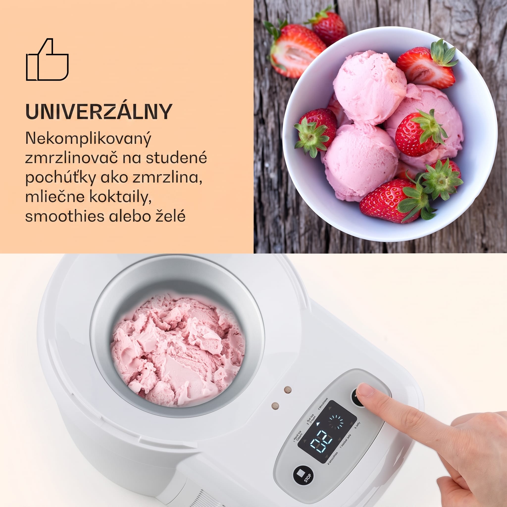 Klarstein Schneeflöckchen, zmrzlinovač, termoelektrický, 700 ml, tichý chod, biely – Obrázok 4