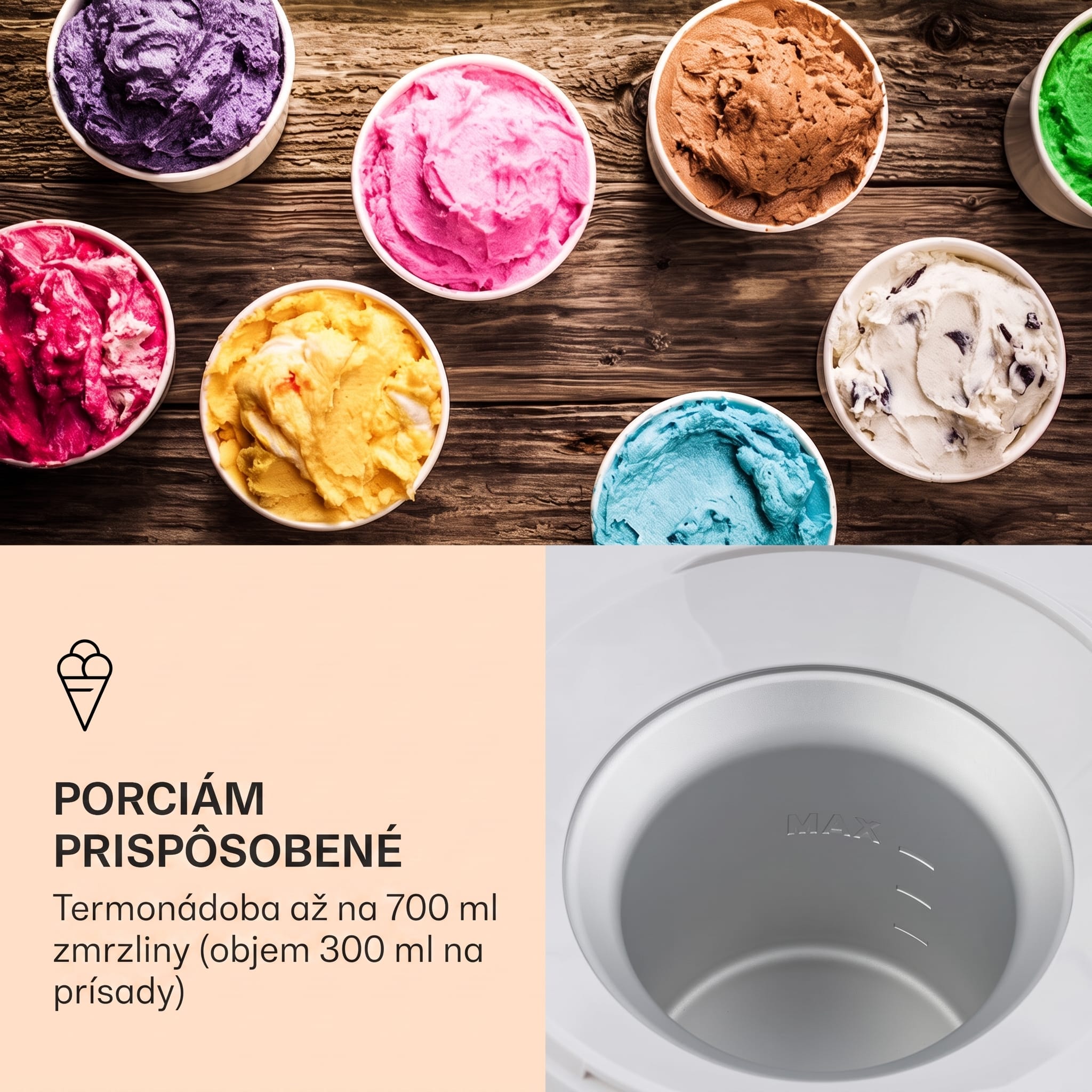 Klarstein Schneeflöckchen, zmrzlinovač, termoelektrický, 700 ml, tichý chod, biely – Obrázok 5