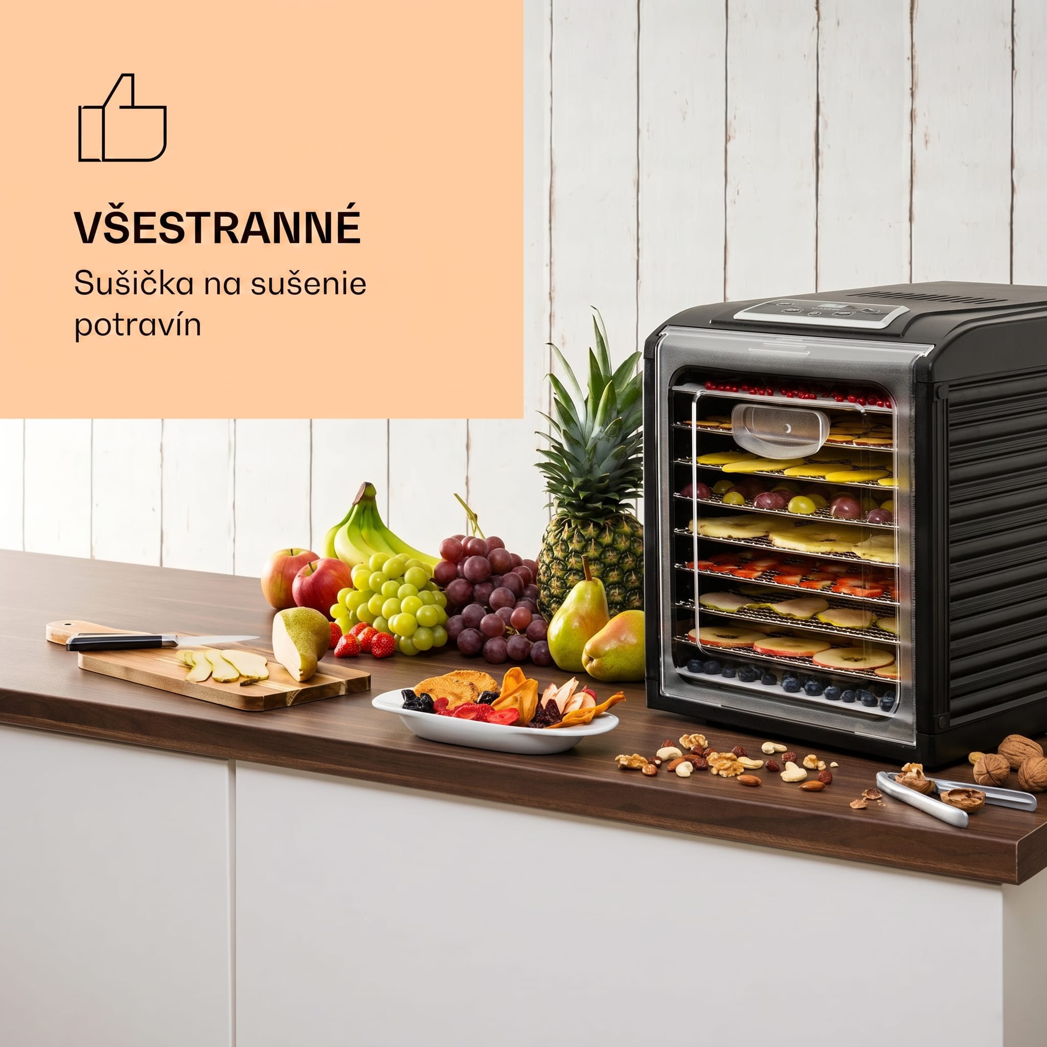 Klarstein Fruit Jerky Plus 9, sušička ovocia, 600-700 W, 35-70 °C, časovač, 9 poschodí – Obrázok 2