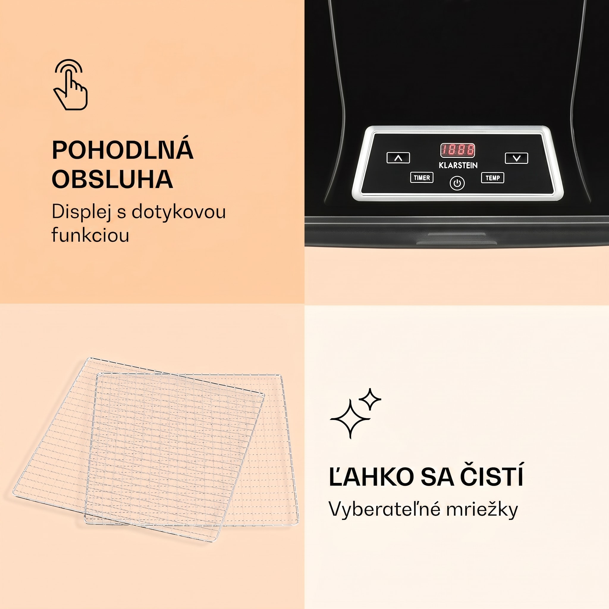 Klarstein Fruit Jerky Plus 9, sušička ovocia, 600-700 W, 35-70 °C, časovač, 9 poschodí – Obrázok 4