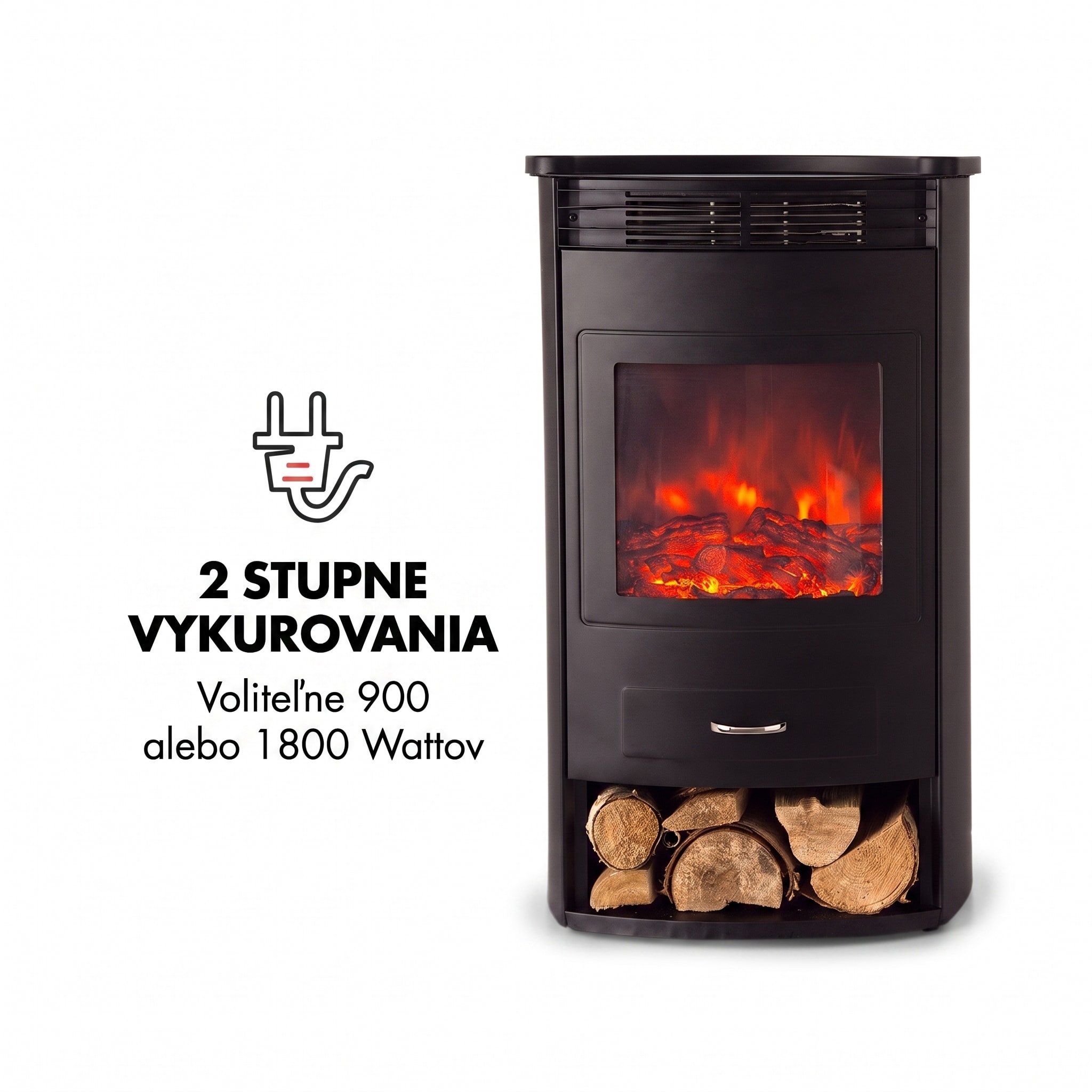 Klarstein Bormio, elektrický krb, 950/1800 W, termostat, týždenný časovač, čierny – Obrázok 3