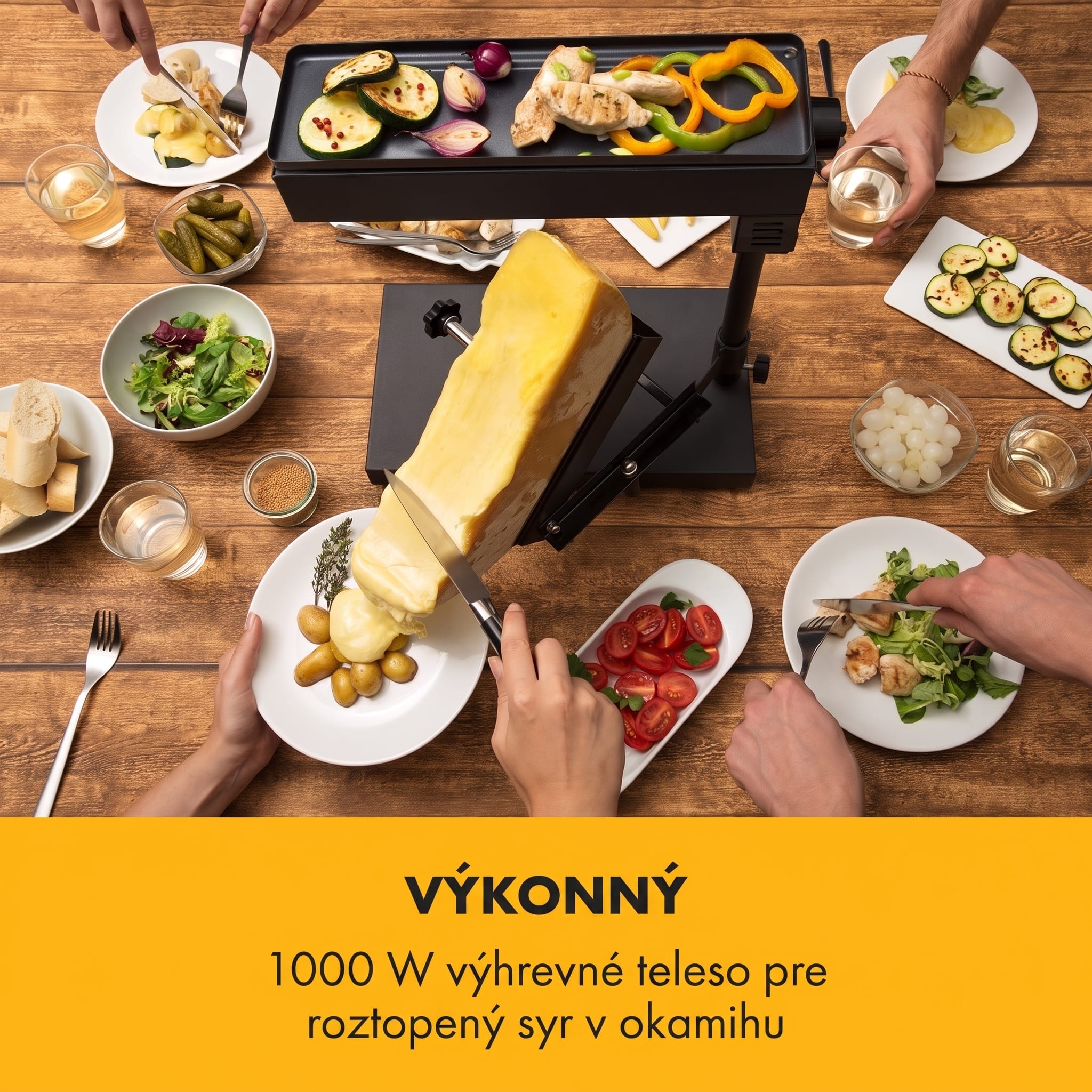 Klarstein Appenzell Peak, raclette gril, 1000 W, termostatový prepínač, čierny – Obrázok 2
