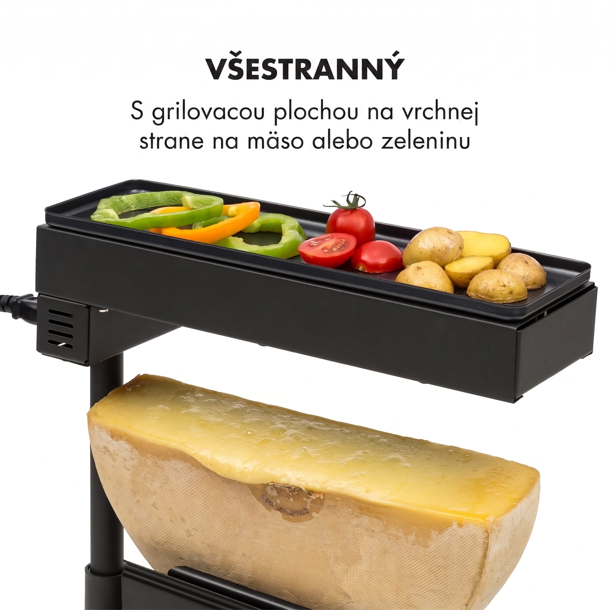 Klarstein Appenzell Peak, raclette gril, 1000 W, termostatový prepínač, čierny – Obrázok 4