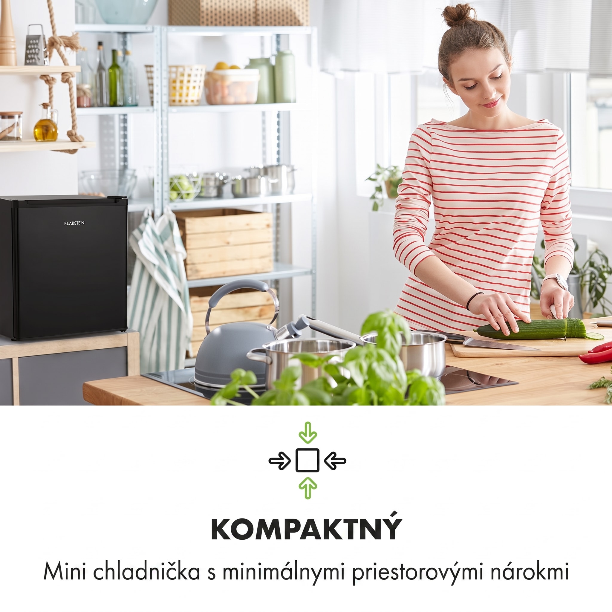 Klarstein Snoopy Eco, mini chladnička, mraziaci priečinok, 41 l, energet. trieda F, 39 dB, čierna – Obrázok 2