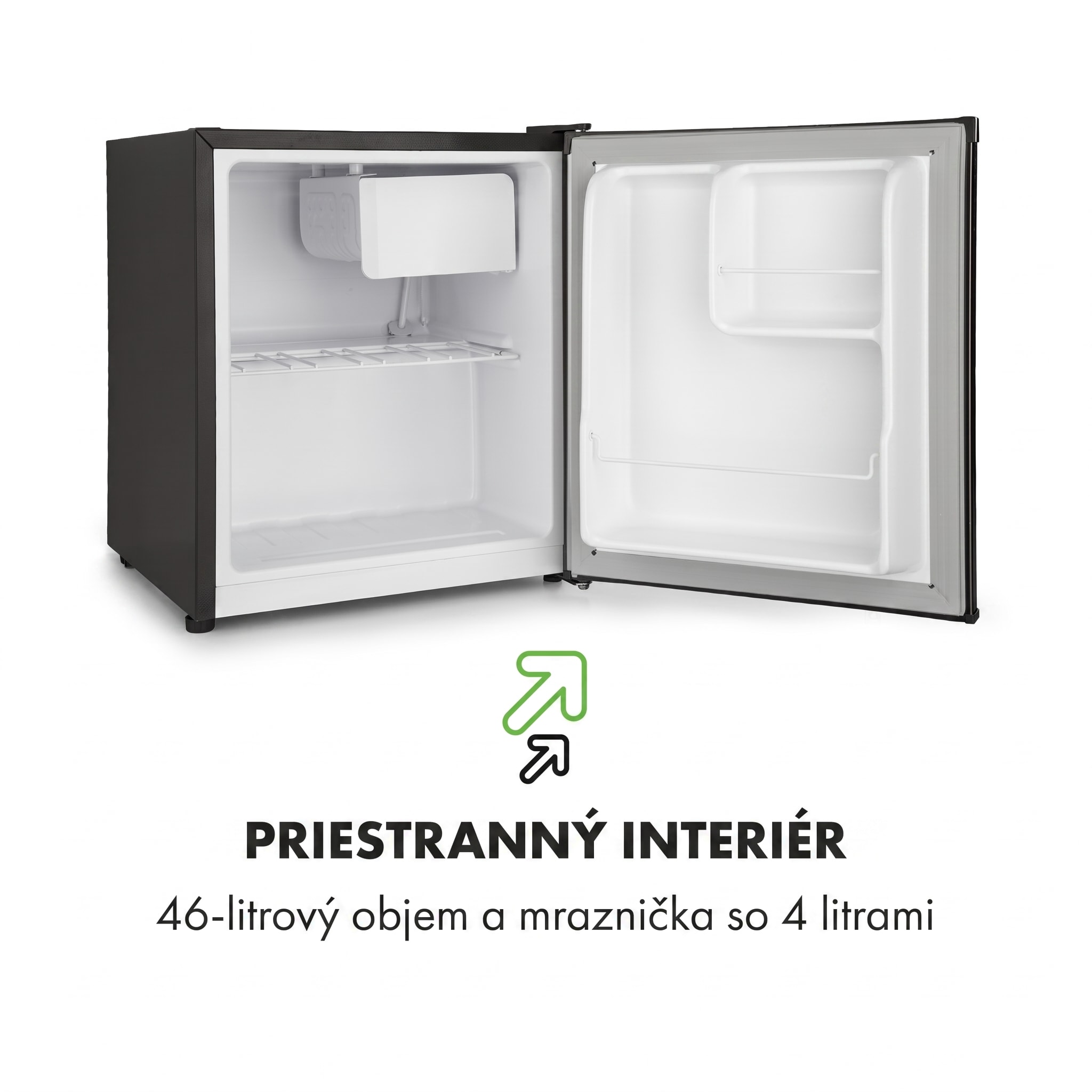 Klarstein Snoopy Eco, mini chladnička, mraziaci priečinok, 41 l, energet. trieda F, 39 dB, čierna – Obrázok 3