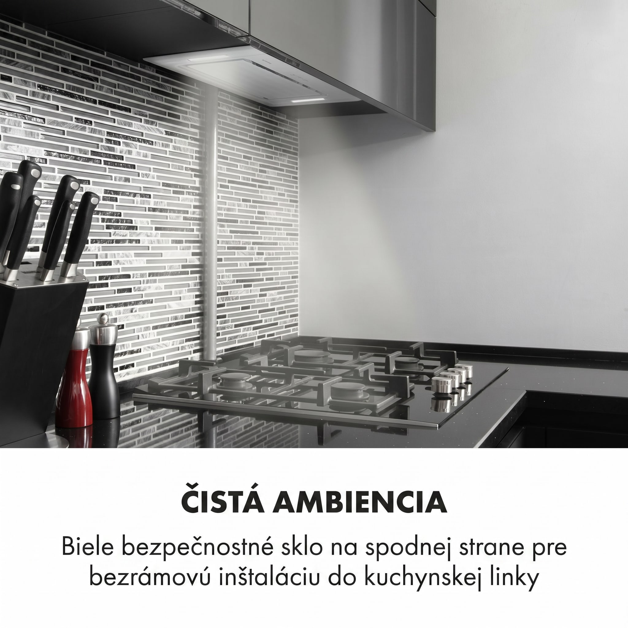 Klarstein Hektor, digestor, 52 cm, vstavaný, 467 m³/h, LED, dotykové ovládanie, sklo, biely – Obrázok 2