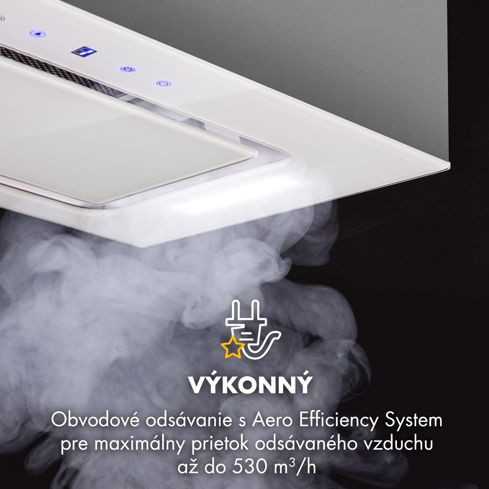 Klarstein Hektor, digestor, 52 cm, vstavaný, 467 m³/h, LED, dotykové ovládanie, sklo, biely – Obrázok 3