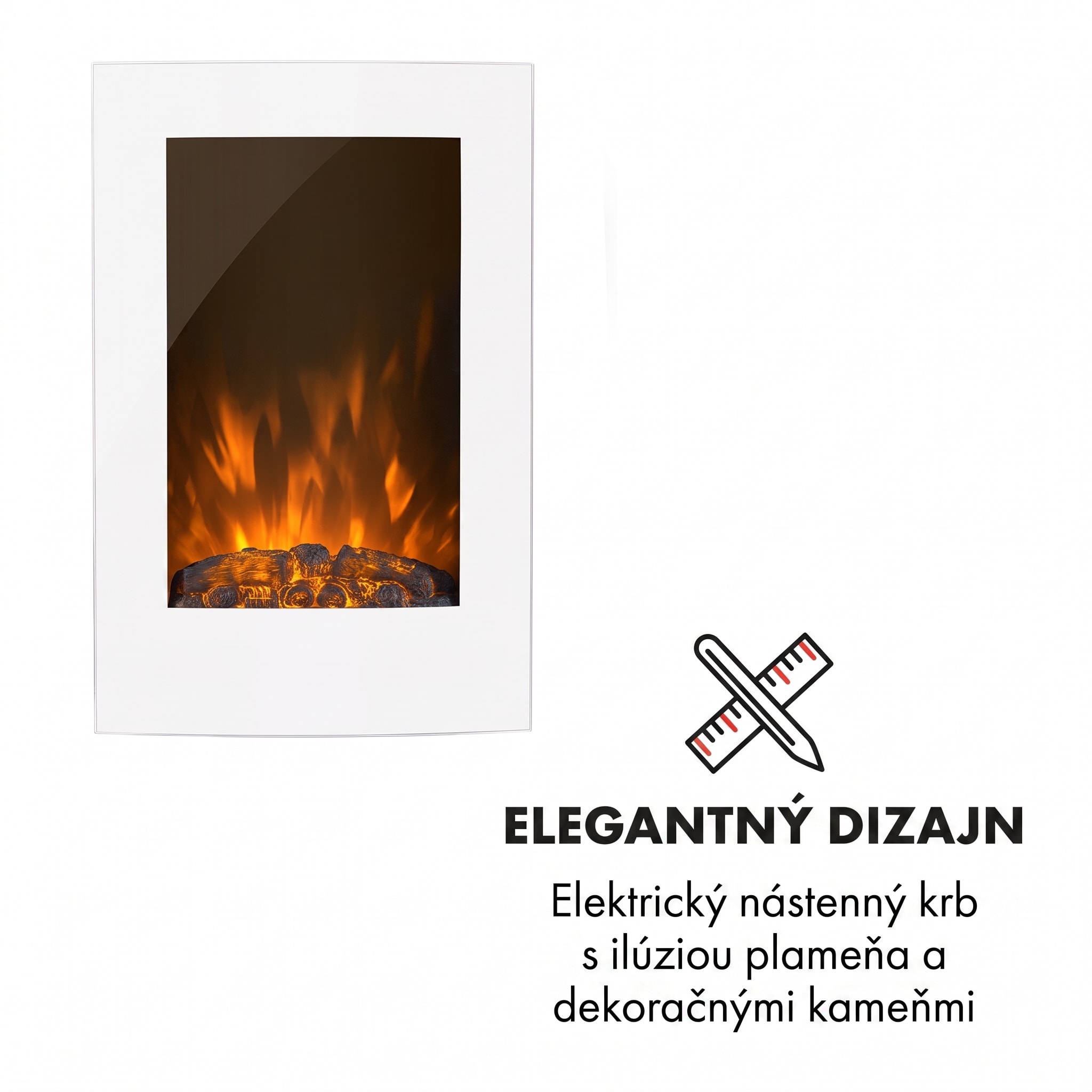 Klarstein Lausanne Vertical elektrický krb 1000 alebo 2000W s ohňovou ilúziou – Obrázok 3