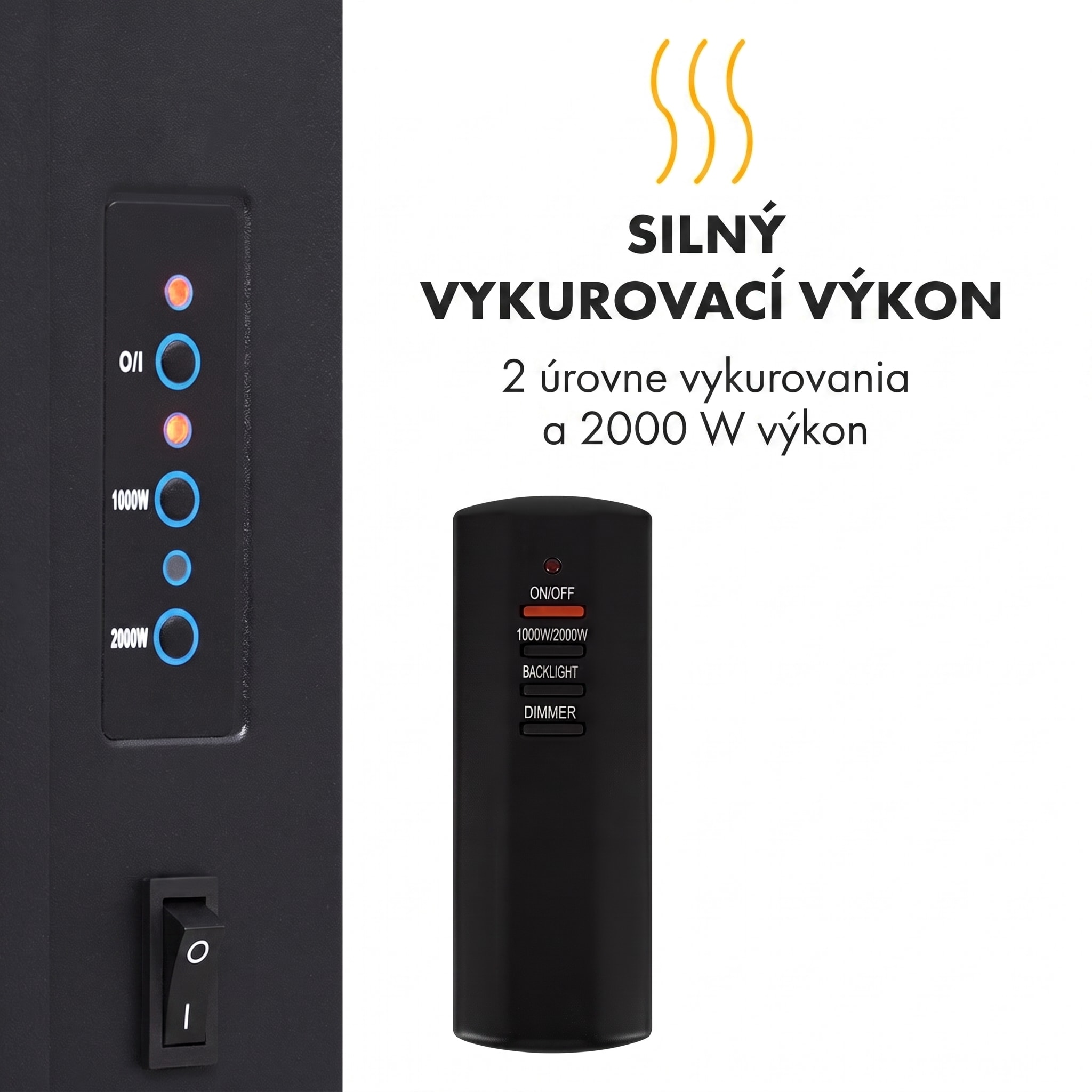 Klarstein Lausanne Vertical elektrický krb 1000 alebo 2000W s ohňovou ilúziou – Obrázok 4