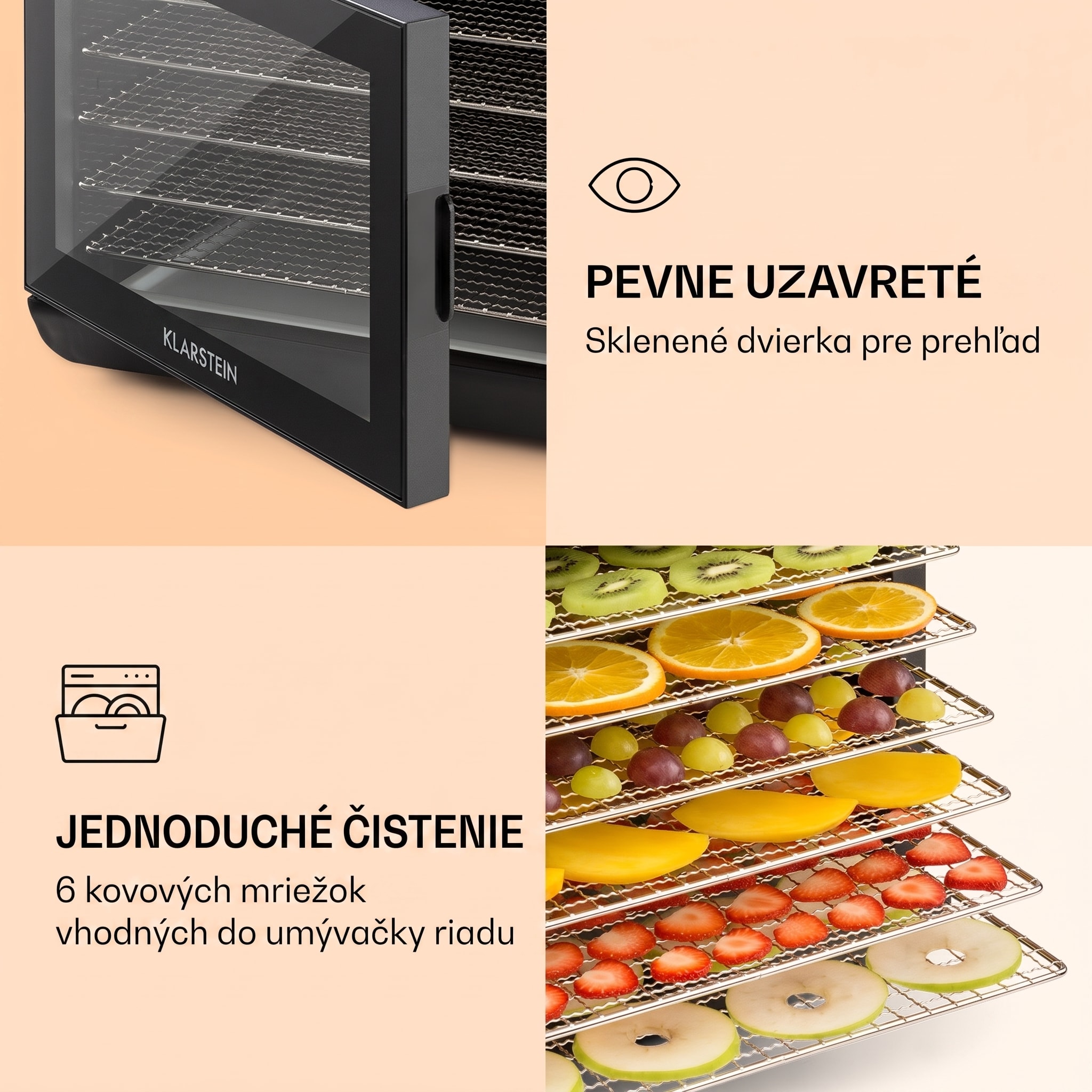 Klarstein Arizona Jerky sušička 500W 35-70°C digitálny dotykový displej – Obrázok 3