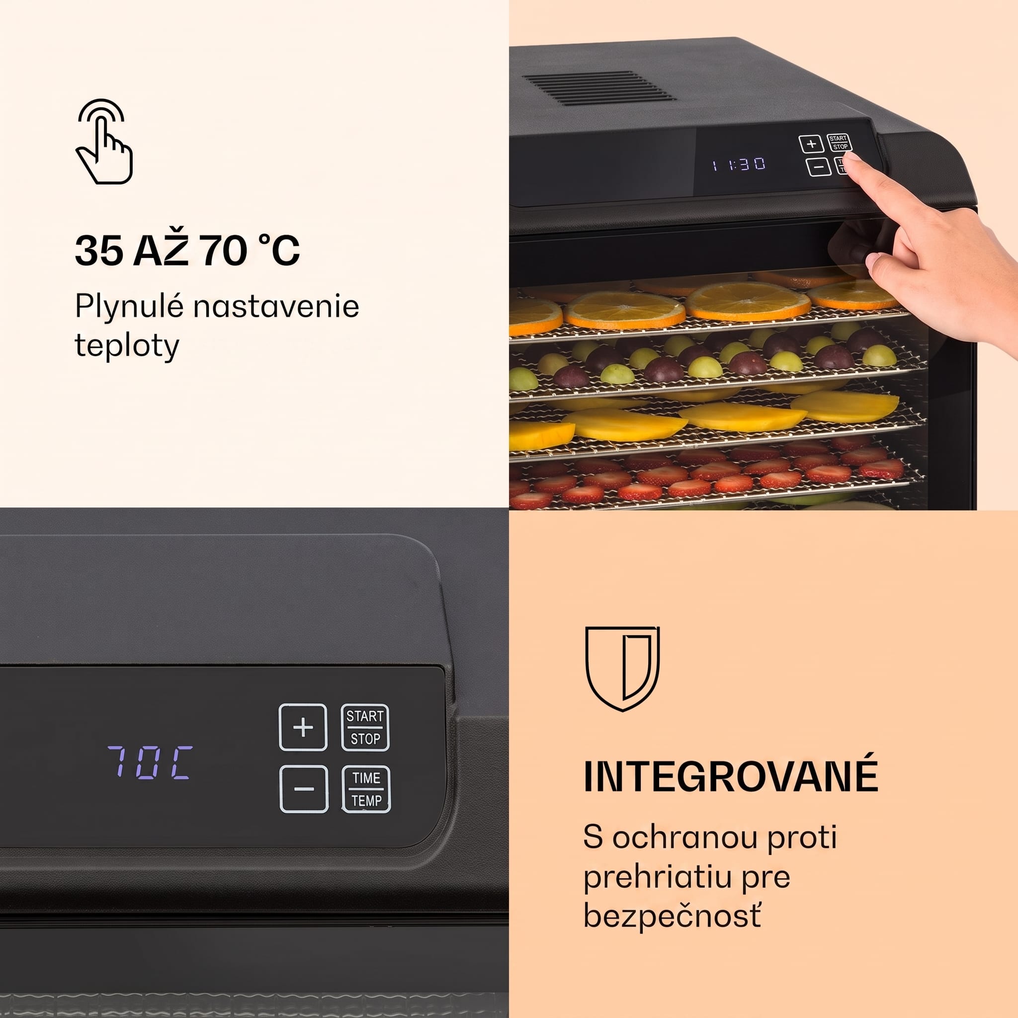 Klarstein Arizona Jerky sušička 500W 35-70°C digitálny dotykový displej – Obrázok 4