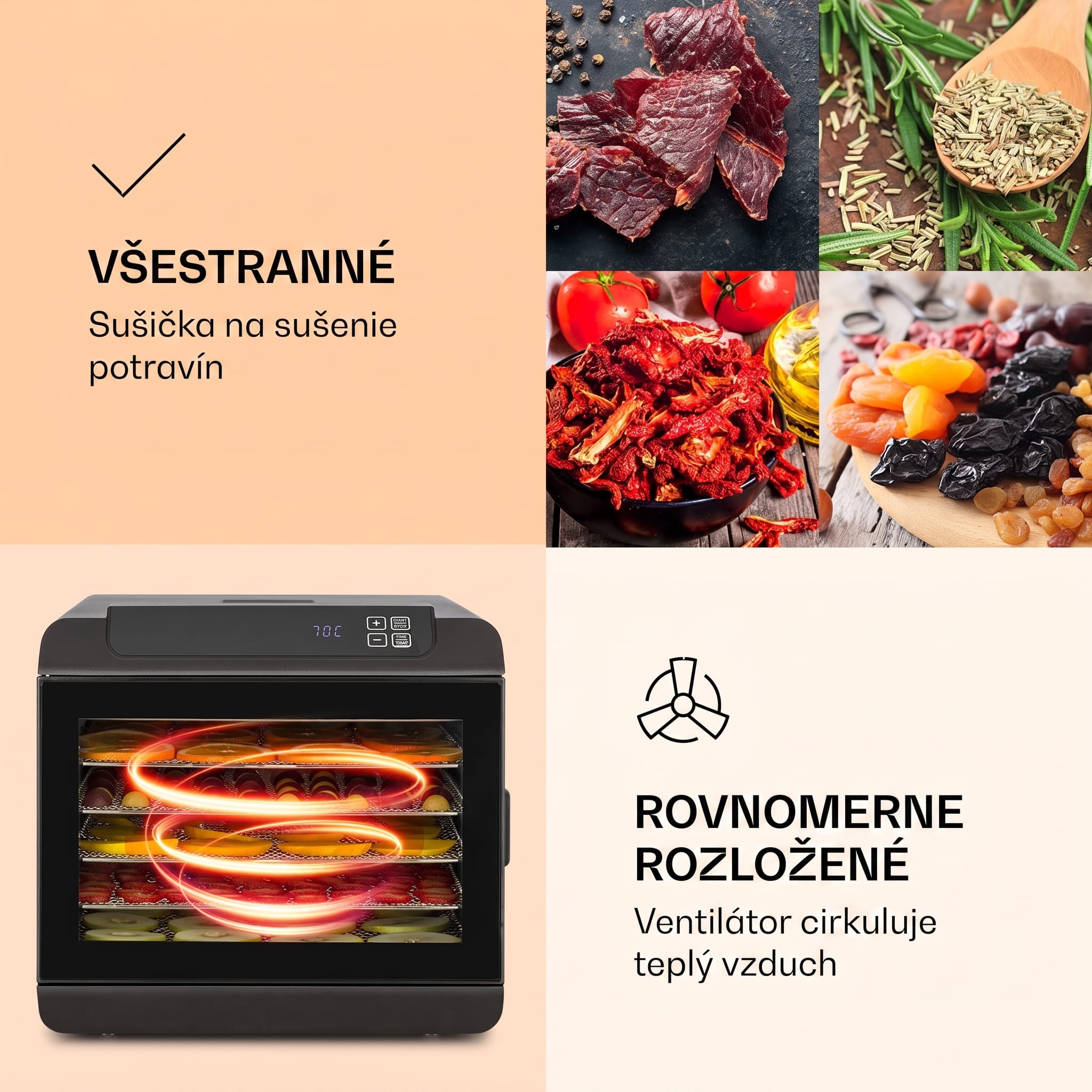 Klarstein Arizona Jerky sušička 500W 35-70°C digitálny dotykový displej – Obrázok 5